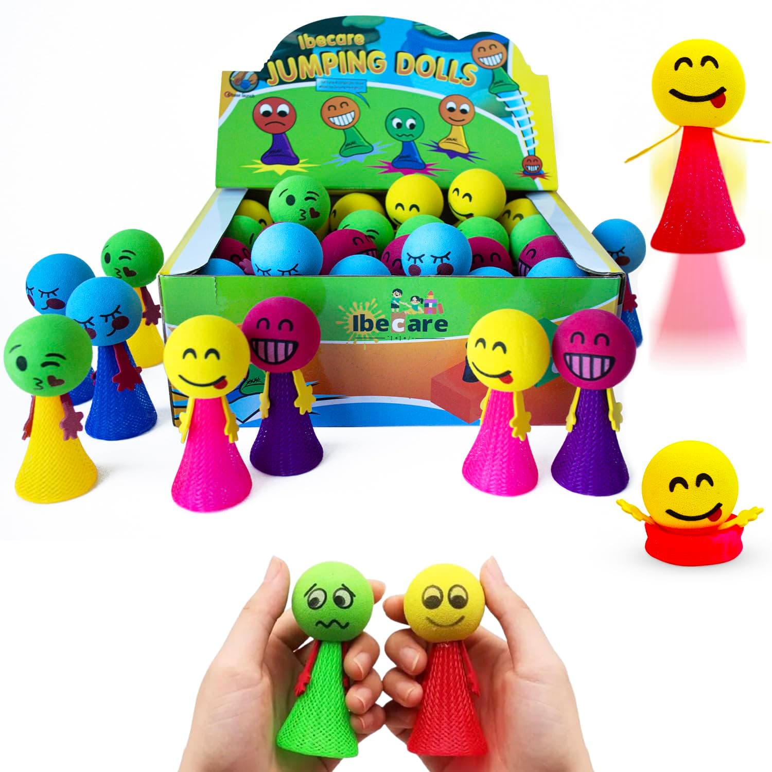 Jumping Spring Toys Colorful for Kids Birthday party | Toy for Girls Boys Bouncy Ball for party favors Birthday Giveaways | Bulk Mini Toys Goody Bag (24 Pcs)