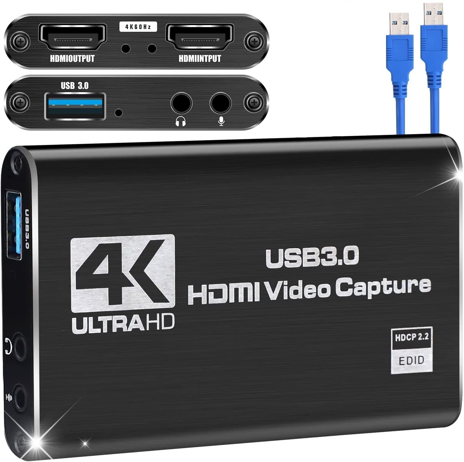 Microware Audio & Video and Game Capture Card (USB 3.0 Black Video Capture 4K)