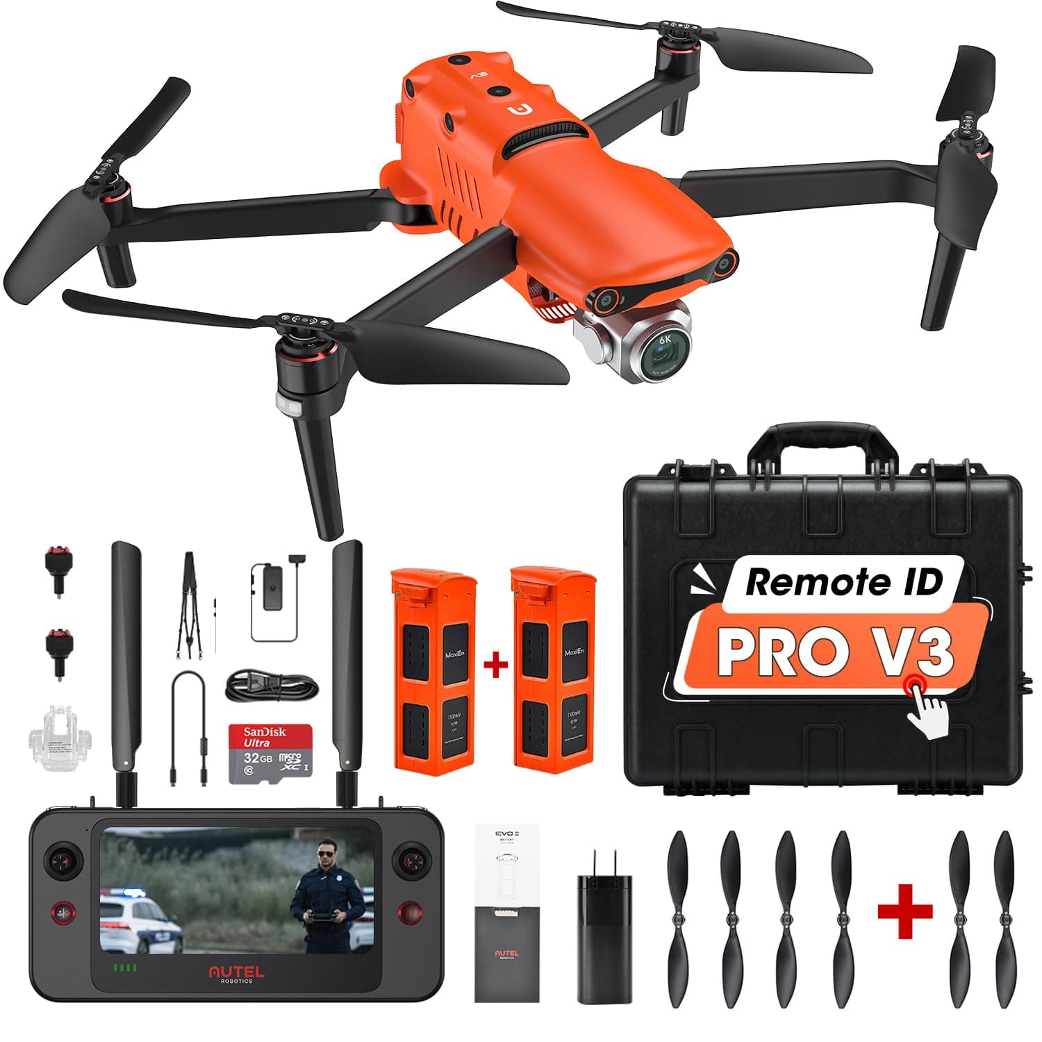Autel Robotics EVO 2 Pro V3: Son-y 1" CMOS Sensor & 6K HDR Video, Moonlight Algorithm 2.0, Max ISO 44000,12-Bit DNG, 6.4" Smart Controller SE,15KM Transmission, No Geo-Fencing, 360° Obstacle Avoidance