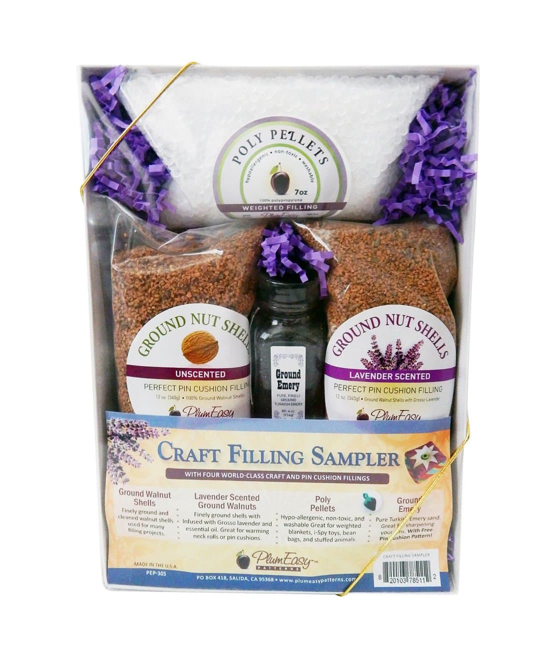 PlumEasy Patterns Craft Filling Sampler Gift Great Pin Cushion Fillings, 4 Piece