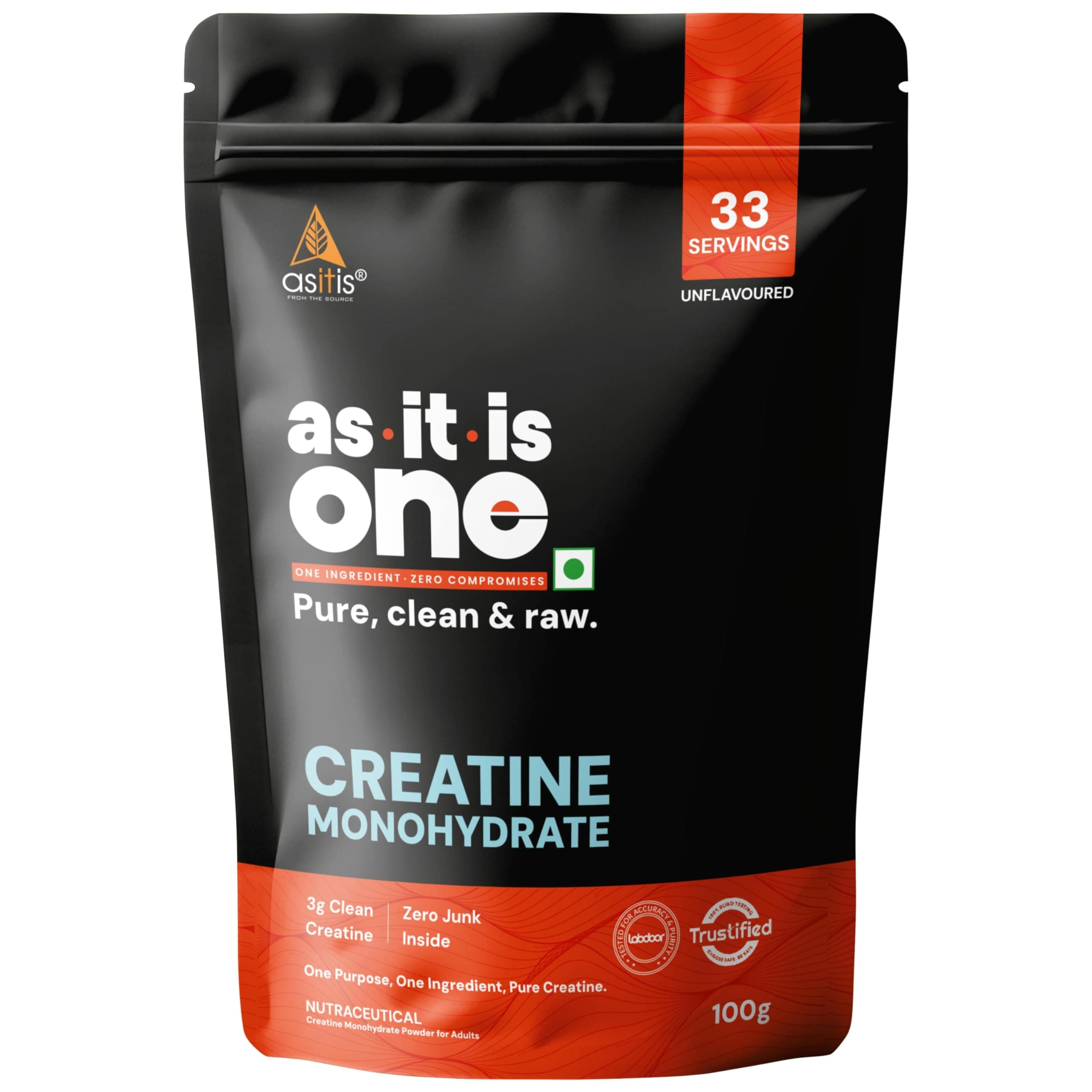 Asitis Nutrition Creatine Monohydrate USA Labdoor Certified for Accuracy & Purity Pre-Workout Improves Muscle Mass & Recovery and Reduces Muscle Fatigue No Flavors Added , 250 grams