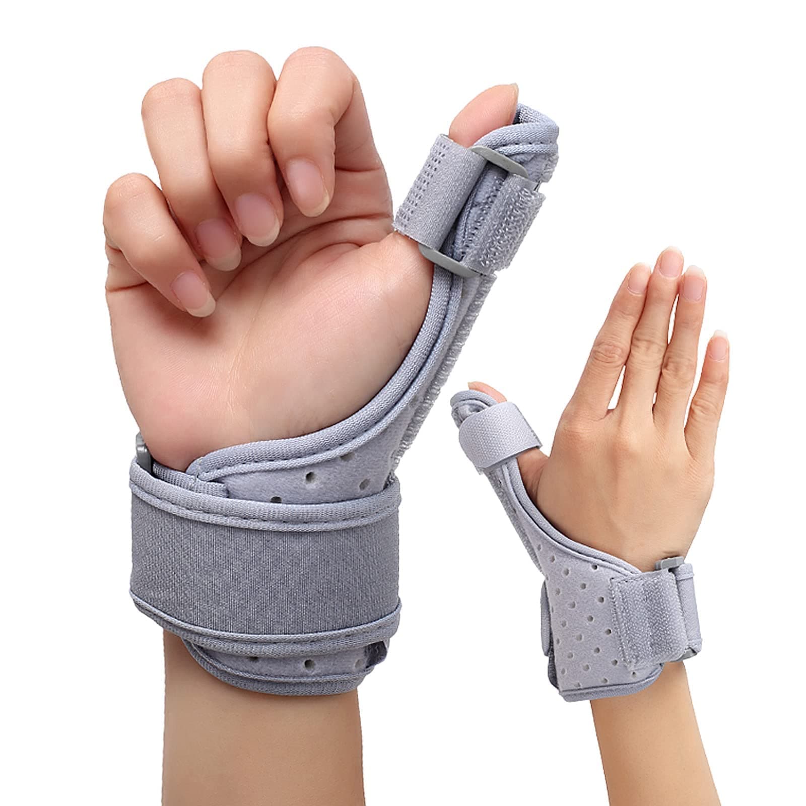 Reversible Thumb & Wrist Brace for Both Hands, Comfortable Spica Support Splint for Sprains, Arthritis, BlackBerry Thumb, Lightweight and Breathable, Unisex Gray, 1 Pack