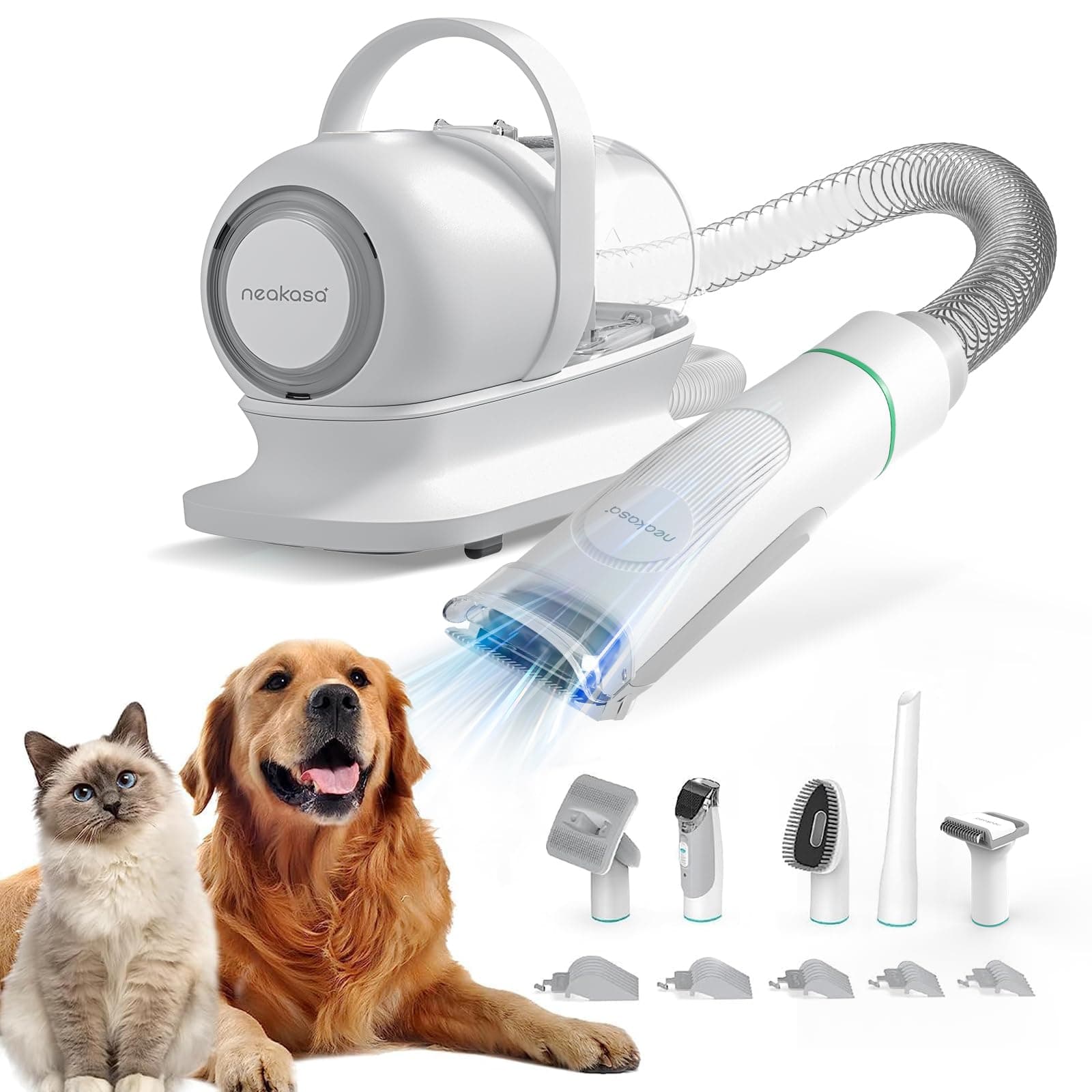 neabot P1 Pro Pet Grooming Kit & Vacuum Suction 99% Pet Hair, Professional Grooming Clippers with 5 Proven Grooming Tools for Dogs Cats and Other Animals(Renamed to Neakasa), Multicolored