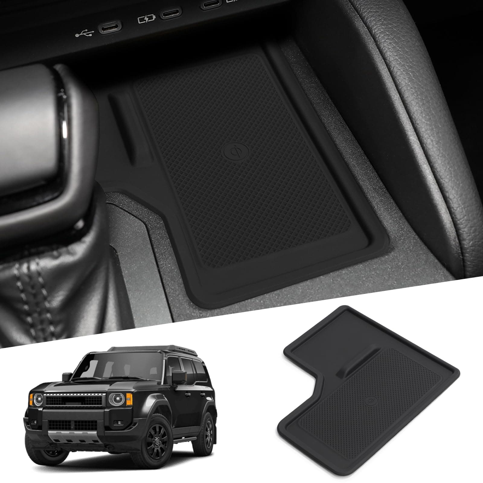 Center Console Wireless Charging Protective Mat for 2024 2025 Toyota Land Cruiser Prado 250 J250 LC250 Accessories Silicone Non-Slip Pad Interior (Only Fit for Wireless Charging, Left-Hand Drive)