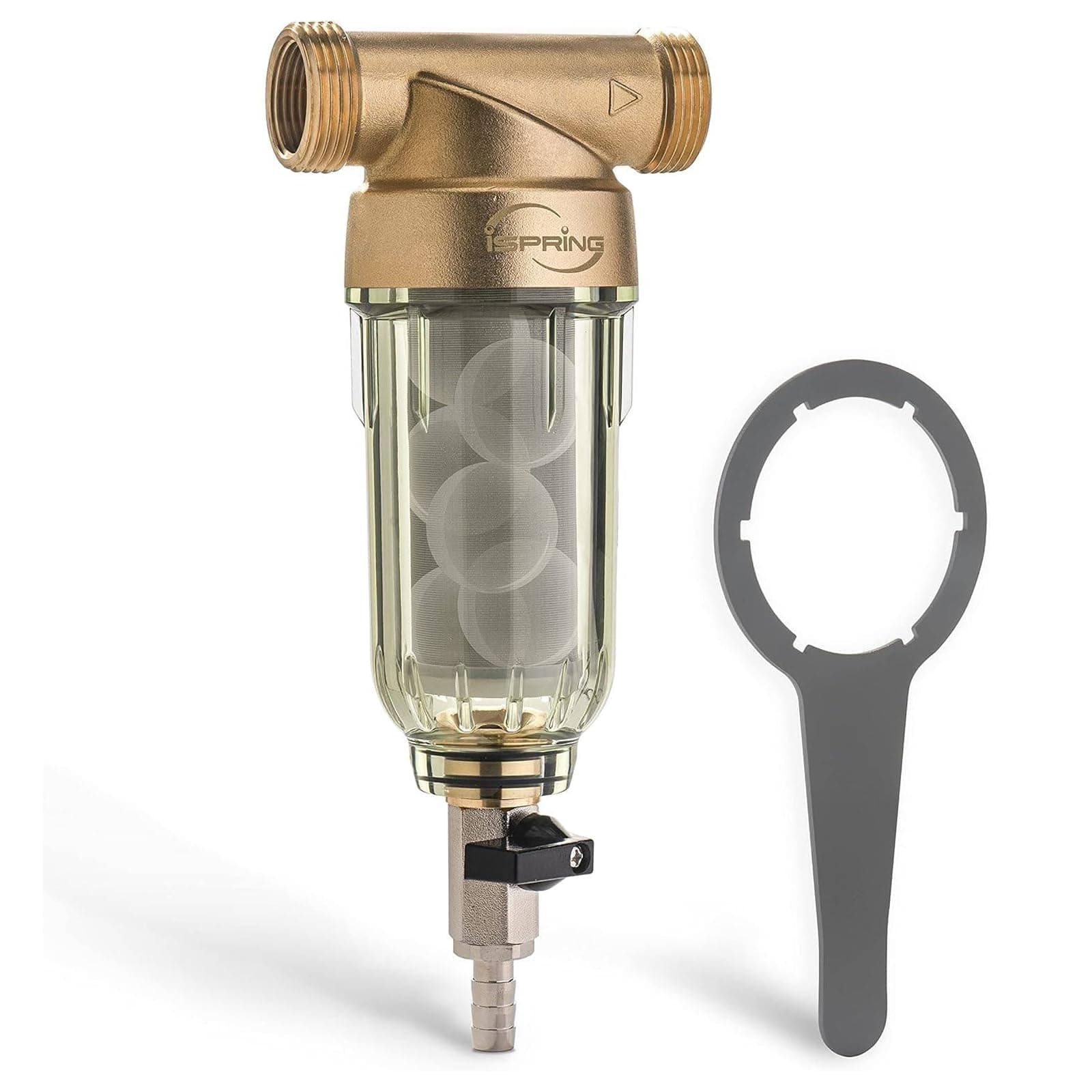 WSP-1000SL Reusable Whole House Spin Down Sediment Water Filter, Siliphos Helps Prevent Scale and Corrosion, 1" MNPT + 3/4" FNPT, 1000 Micron