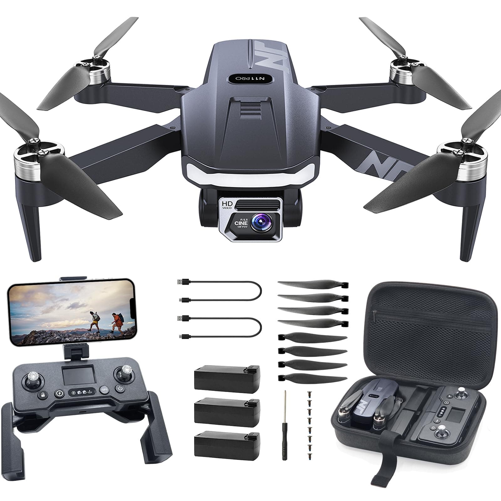 NAFYREN11 PRO GPS Drone with Camera for Adults 4K UHD, 90 Min Long Flight Time, Long Control Range, Auto Return, Follow Me, Brushless Motor, RC Quadcopter for Beginners