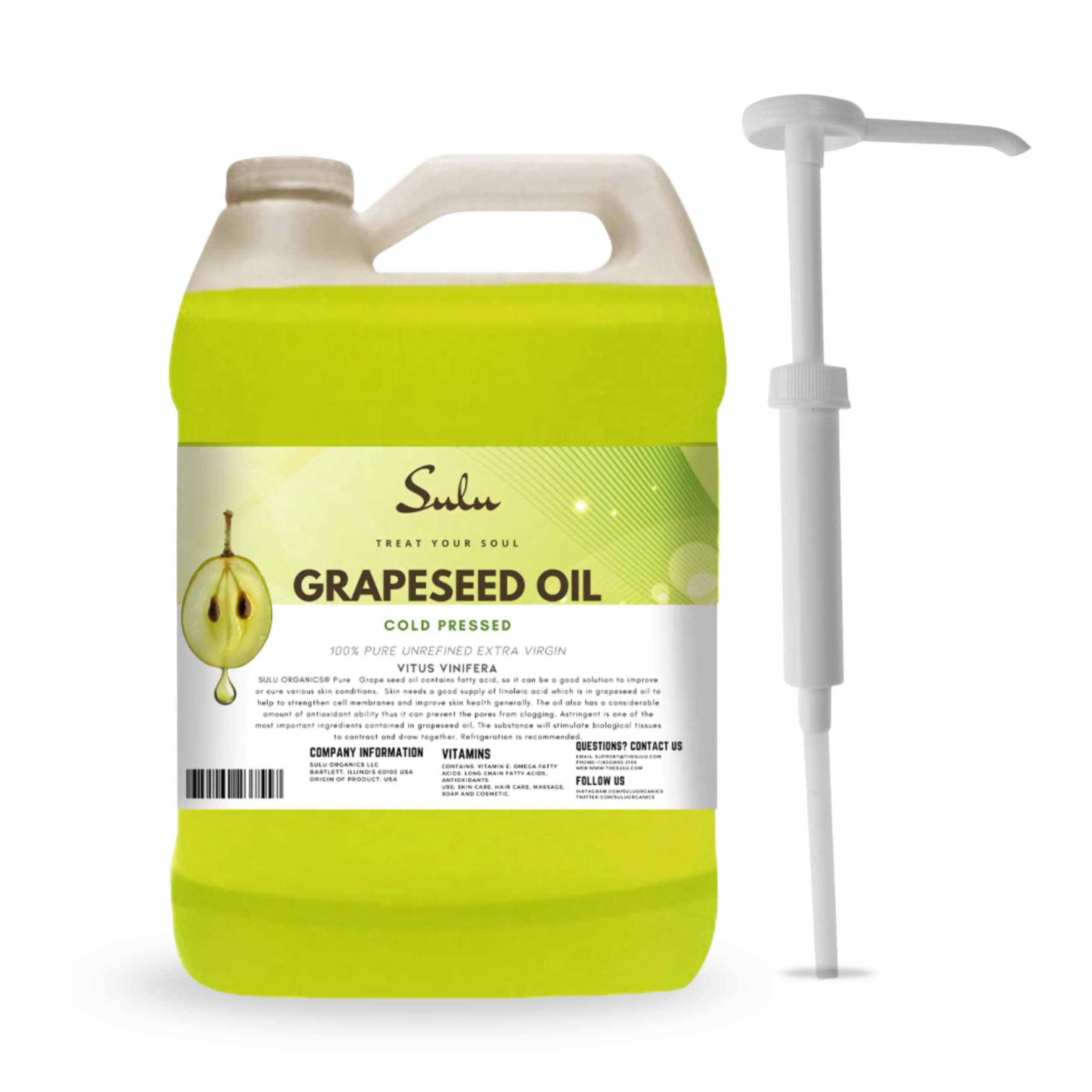 100% Pure Unrefined Grapeseed Oil Cold Pressed 1 Gallon (128 FL.OZ)