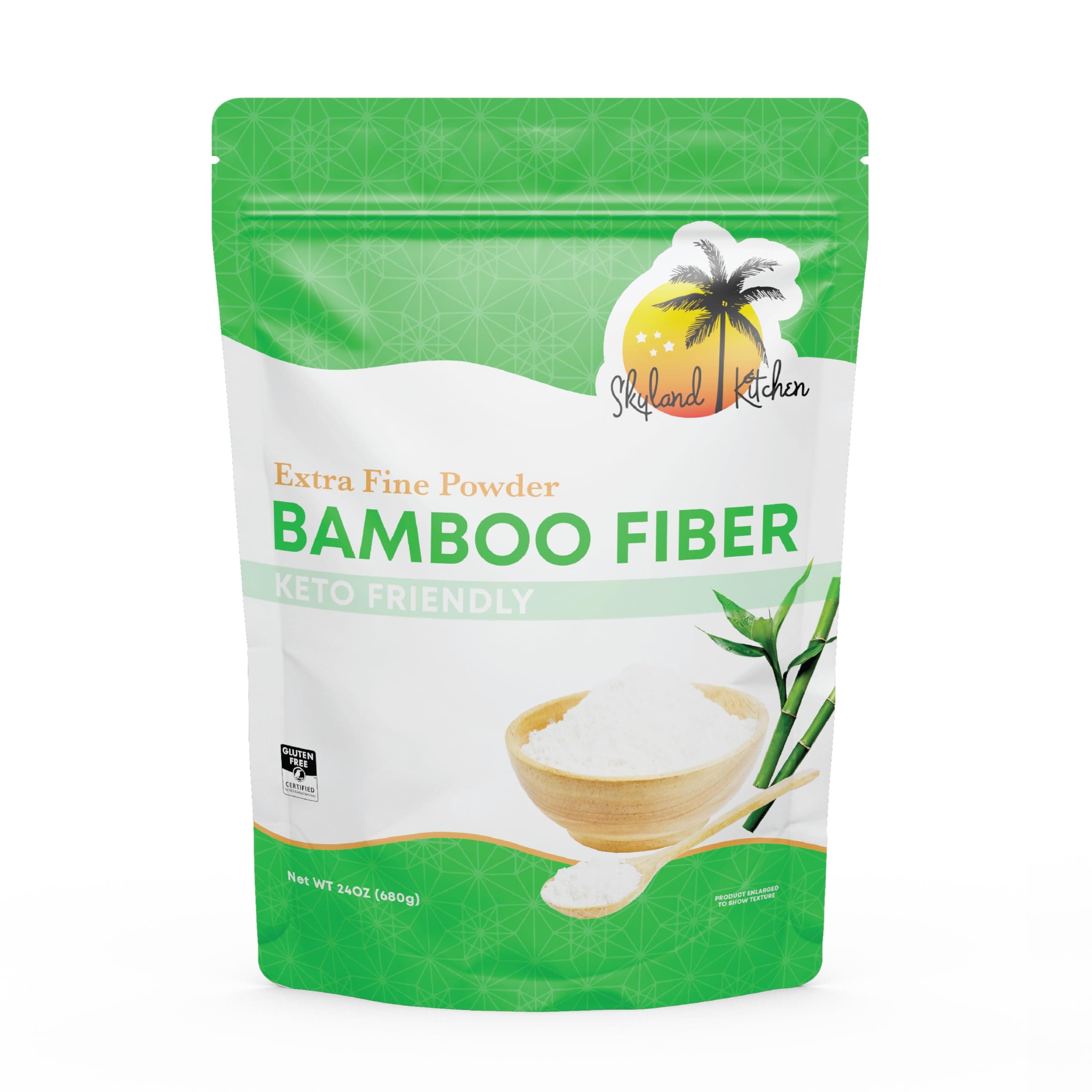 Skyland KitchenBamboo Fiber (1.5lb) Keto Fiber for Keto and Low Carb Baking, 0g Net Carbs, Improves Texture of in Baking, Extra Fine, Keto-Friendly, Gluten-Free, Non-GMO, Flour Rich in Silica and