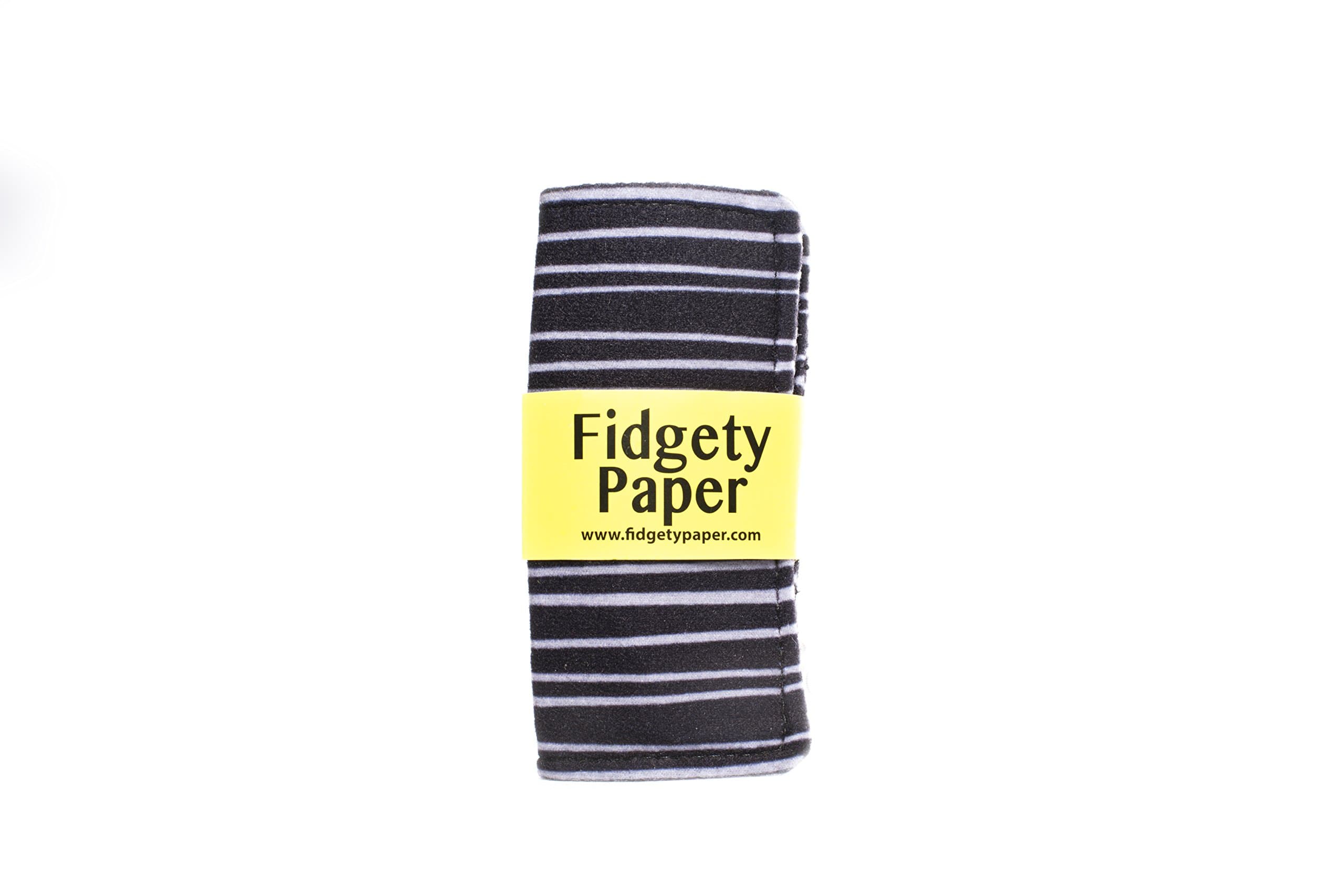 Pocket Fidgety Paper - Baby Paper - Great for Teething and Play - Black and Grey Stripes - Fidgety Paper
