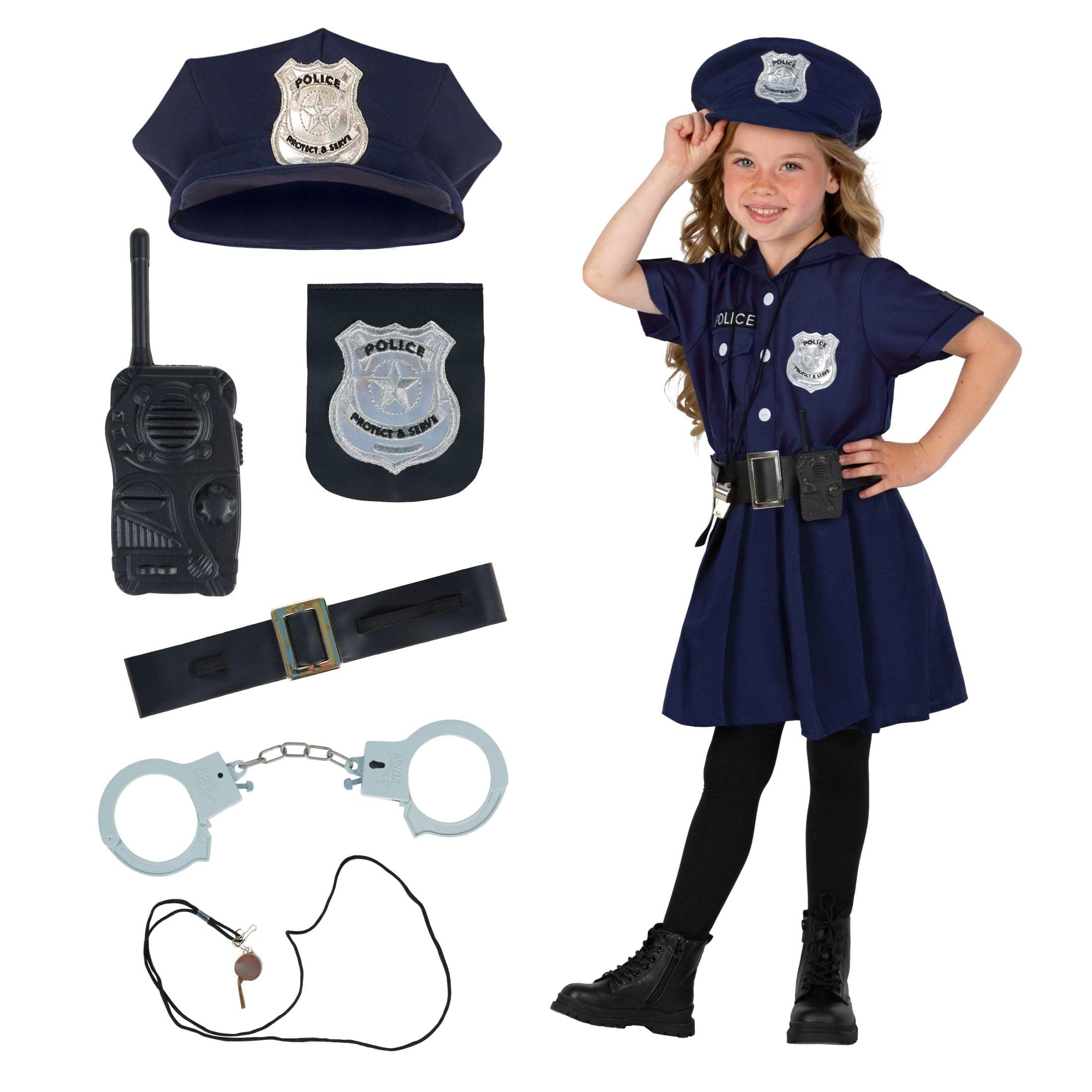 Morph Kids Police Officer Costume for Girls - Police Costume for Girls, Girls Police Officer, Girls Police Officer Costume