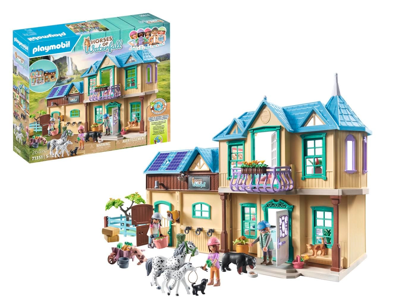Playmobil 71351 Horses of Waterfall - Waterfall Ranch, magical waterfall paradise for horse lovers, fun imaginative role-play, sustainable playsets suitable for children ages 5+