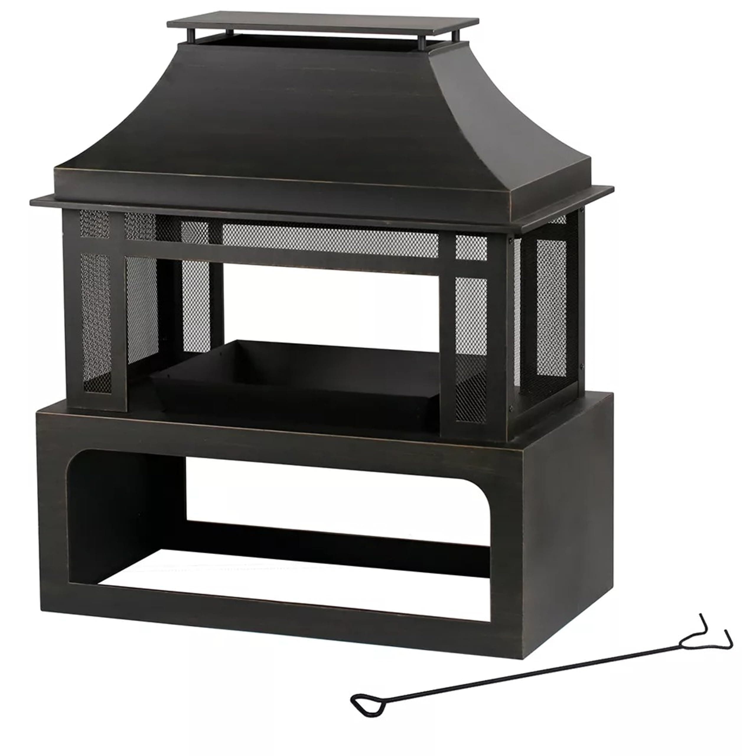 SRLF370 Wood Burning Fireplace, Black, With Log Rack & Tool - Quantity 1