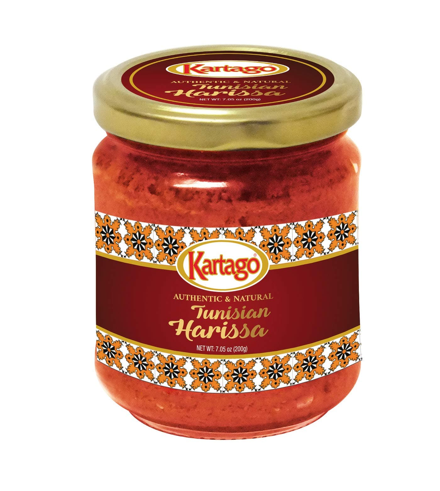 Tunisian Spicy Harissa Sauce - Smokey, Spicy Hot Chili Pepper Paste from Kartago - 7.05 Oz (Pack of 4)
