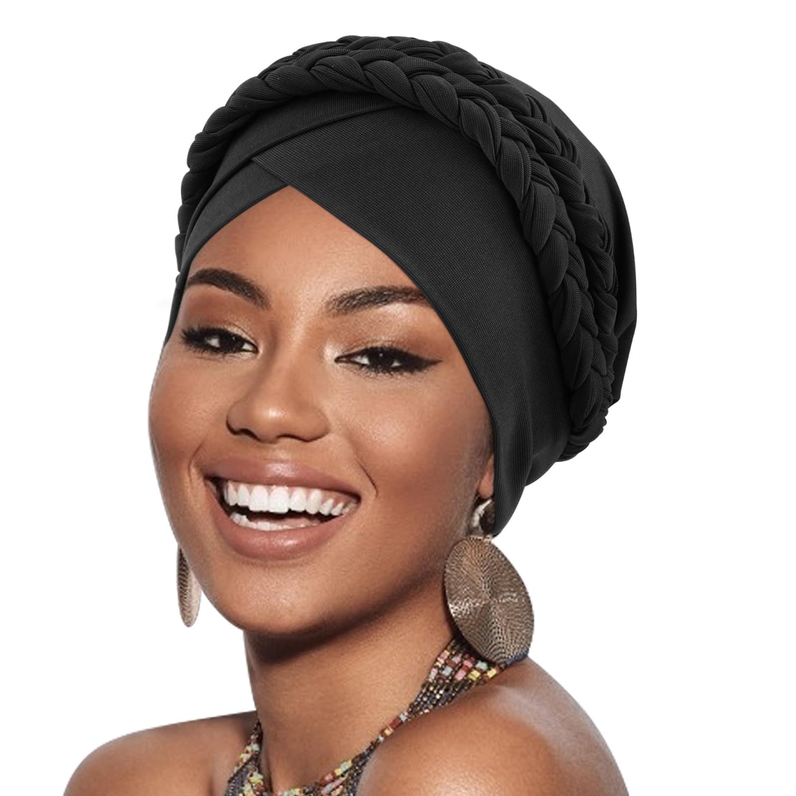 African Women Turban Caps Beanie Twist Headscarf Pre-Tied Double Twisted Braid Hair Cover Wrap Hat Chemo Cancer Cap