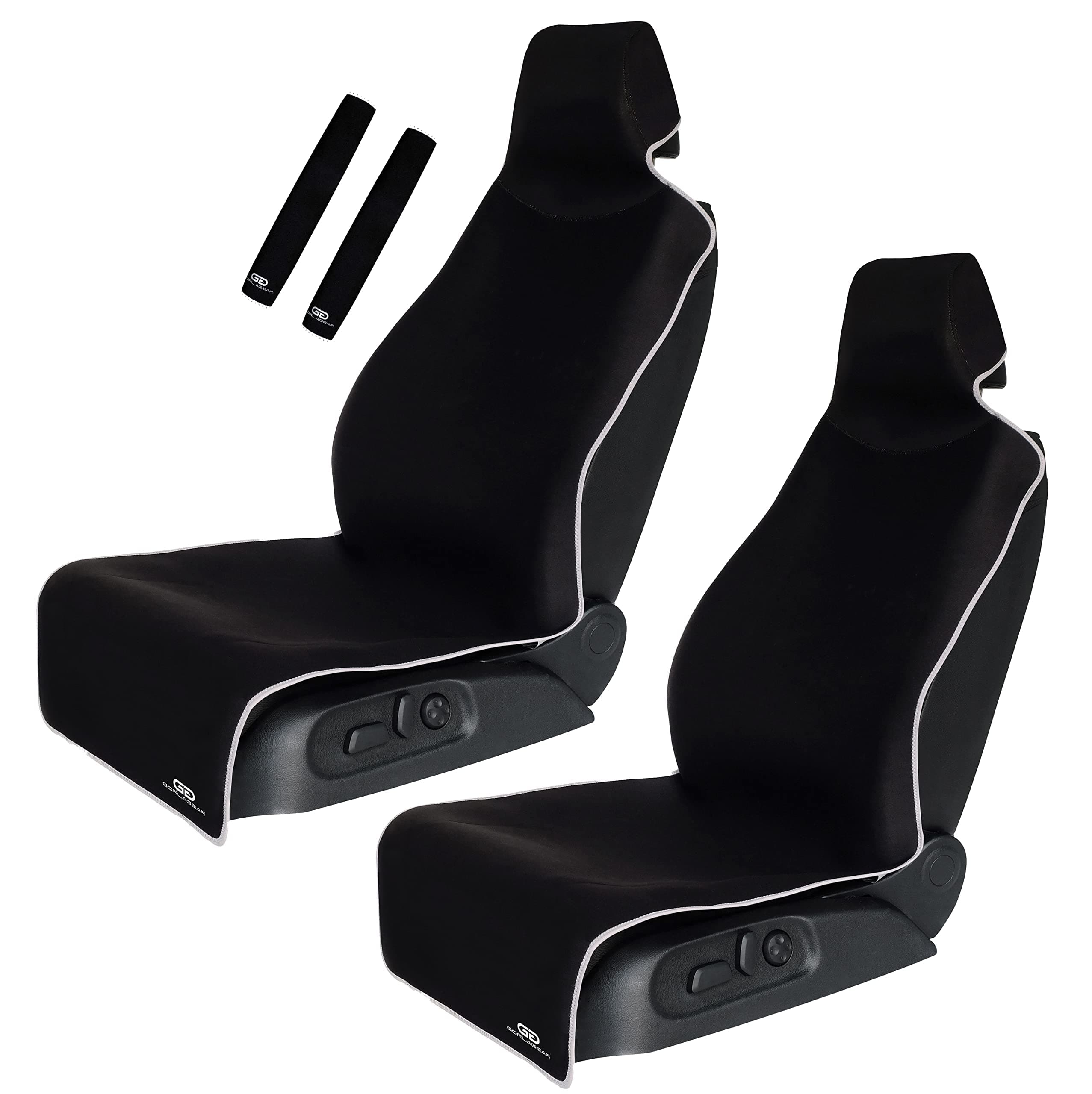 Gear 2 Pack Black Premium Universal Fit Waterproof Stain Resistant Car Seat Cover Neoprene Non-Slip Bucket Seat Dog Sweat Proof Protector Save Your Leather Cloth Seats Automotive Van Truck SUV