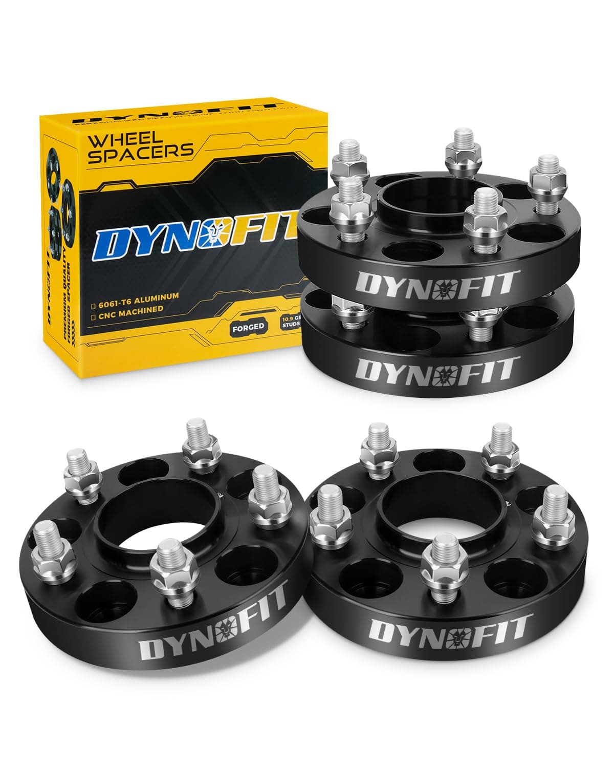 dynofit 5x114.3 Wheel Spacers 1 Inch 4-Piece for Nissan 350Z/370Z & Infiniti G35/G37/FX35, Hubcentric 66.1mm Bore, M12x1.25 Studs, 25mm Thick Forged Spacers Compatible with Altima/Maxima/Murano