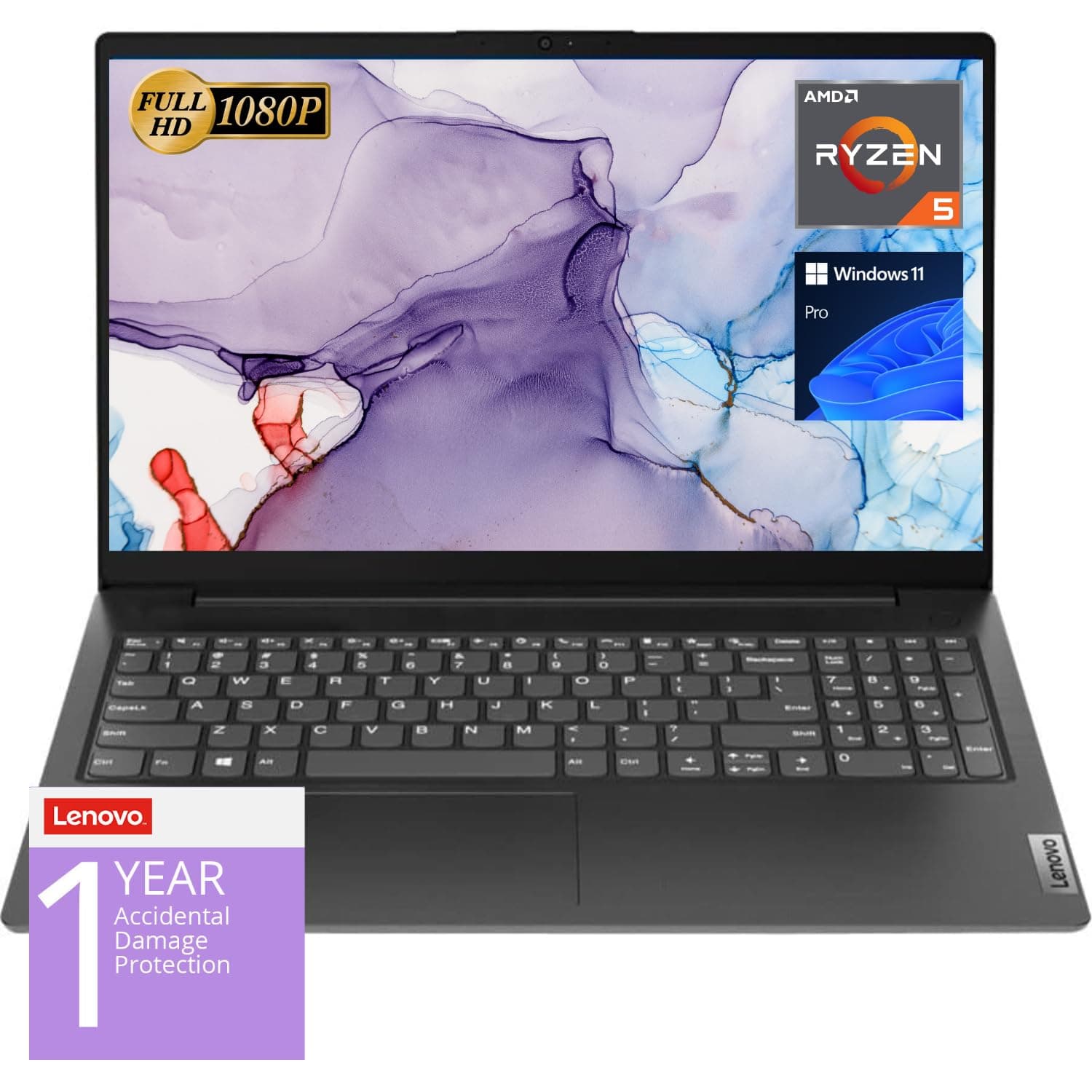 V15 Laptop, 15.6" FHD Display, AMD Ryzen 5 5500U Hexa-core Processor (Beat Intel i7-1065G7), 16GB RAM, 1TB SSD, HDMI, RJ45, Numeric Keypad, Wi-Fi, Windows 11 Pro, Black