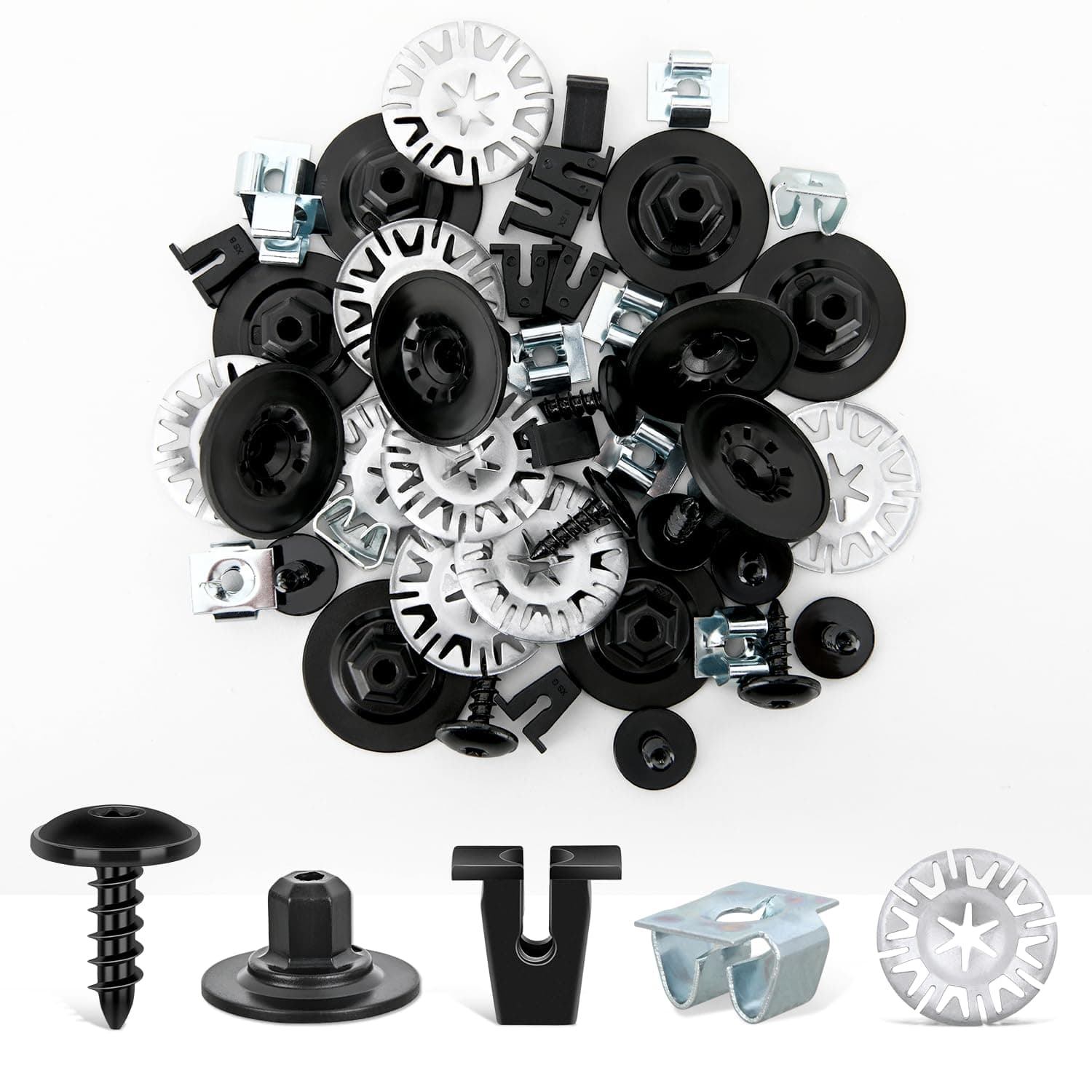 GOOACC 50Pcs Nylon Screw Grommets Retainers Fender Liner & Splash Shield Nut Kit Compatible for VW Audi Replace 811-807-577-C N90335006 WHT-000-713 N90775001 N10327102