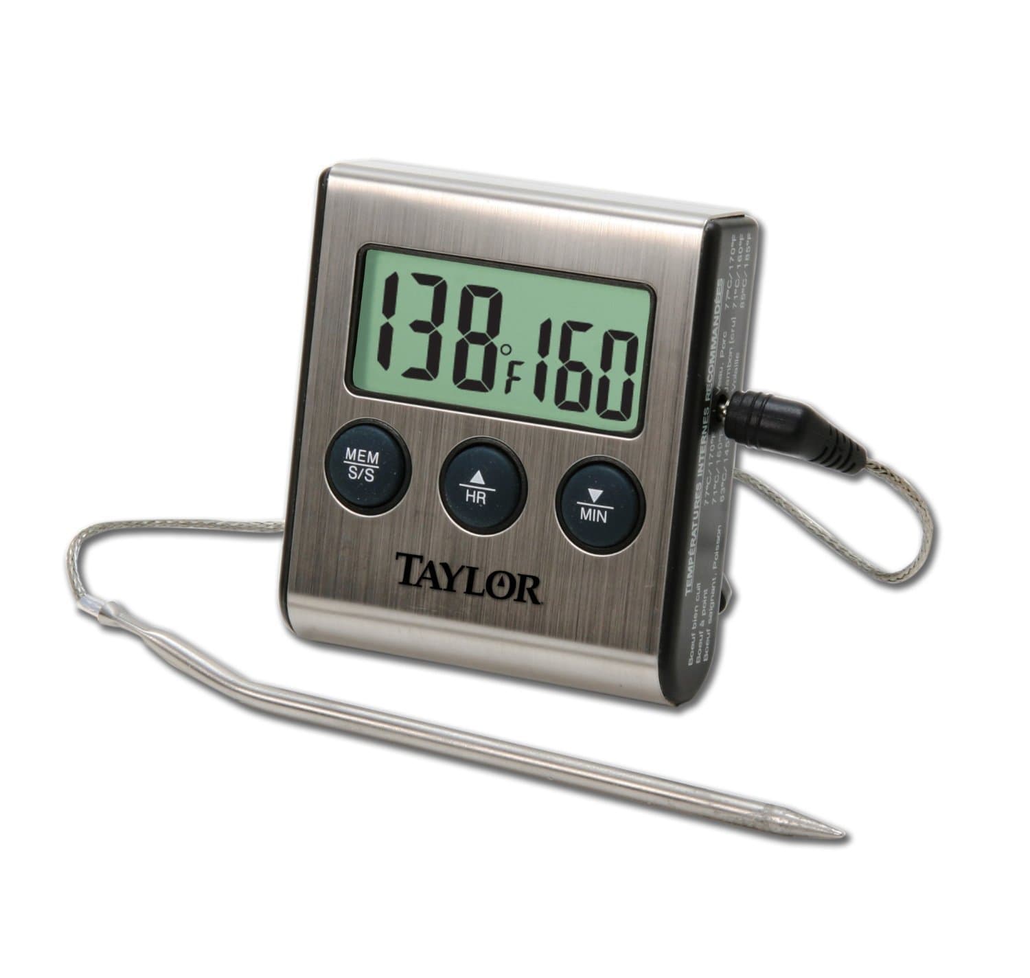 Taylor Pro Programmable Cooking and Barbeque Thermometer with Probe and Timer