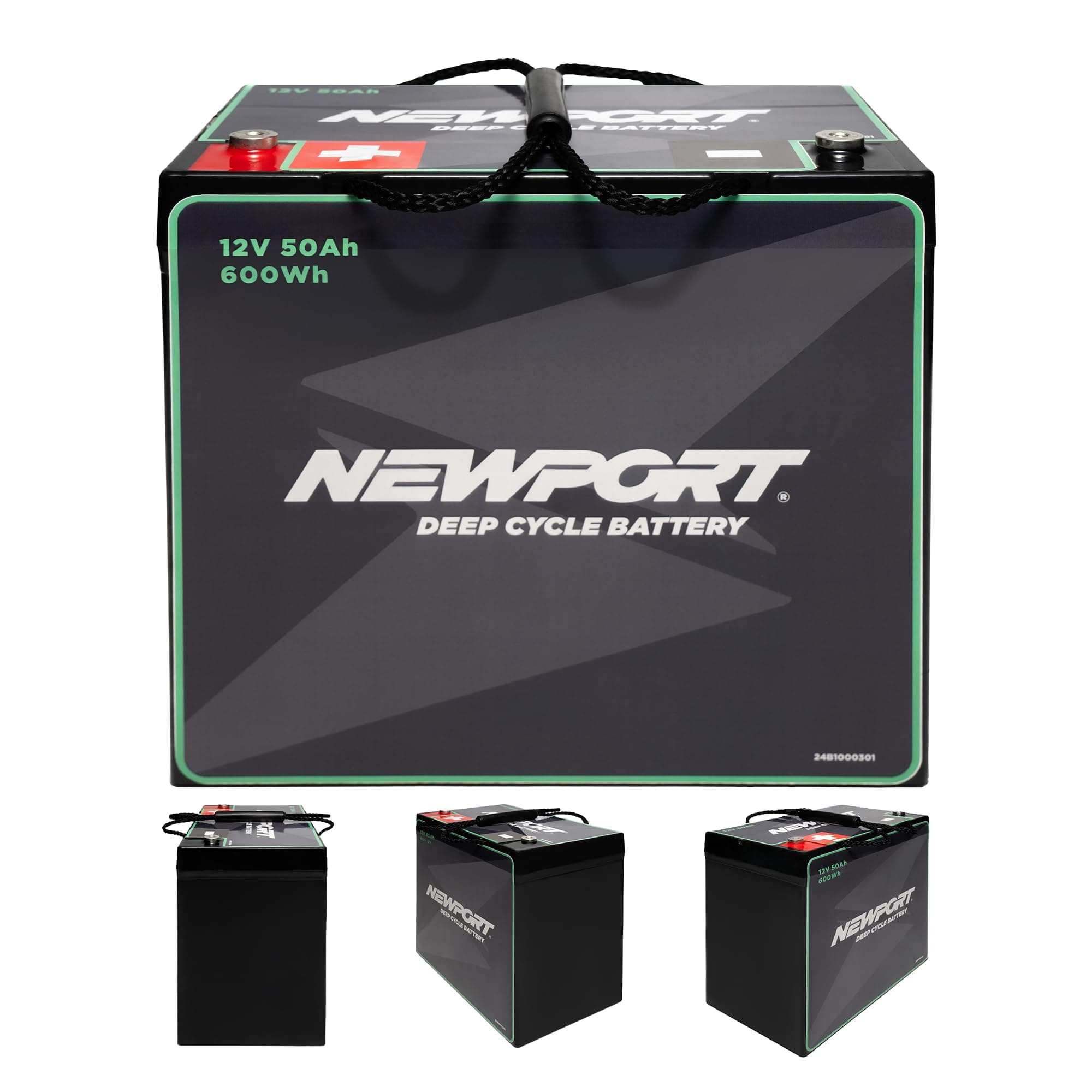 Newport 12V50Ah Deep Cycle Heavy-Duty Marine Battery, Lightweight & Sealed AGM, Trolling Motor Compatible