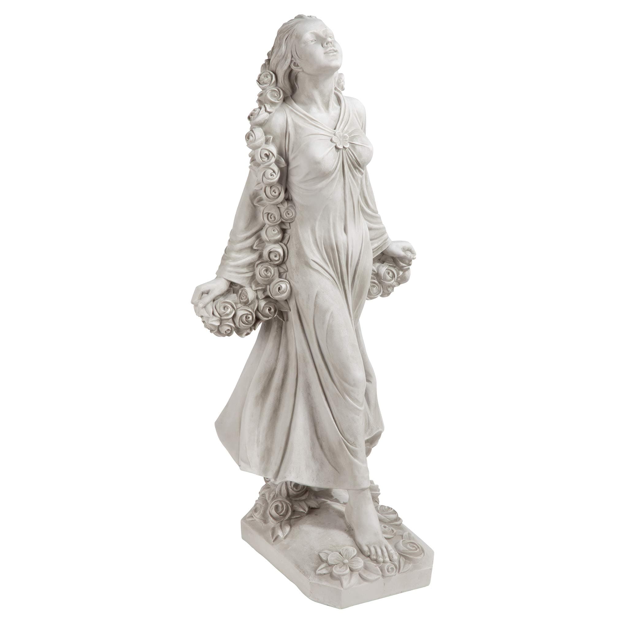 Design Toscano KY47018 Flora Divine Patroness of Gardens Roman Goddess Statue, 77.5 cm, Polyresin, Antique Stone