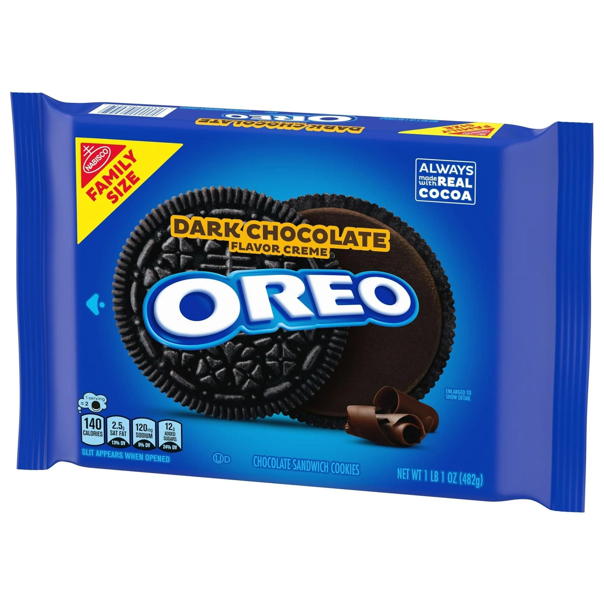 OREO Dark Chocolate Crème Chocolate Sandwich Cookies, Family Size, 17 oz