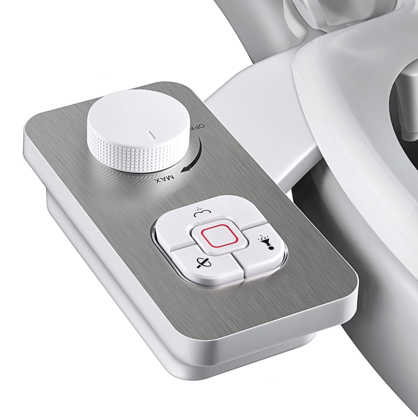 SAMODRA Bidet Attachment, Non-Electric Cold Water Bidet Toilet Seat Attachment with Pressure Controls, Retractable Self-Cleaning Dual Nozzles for Frontal & Rear Wash - Brushed Nickel