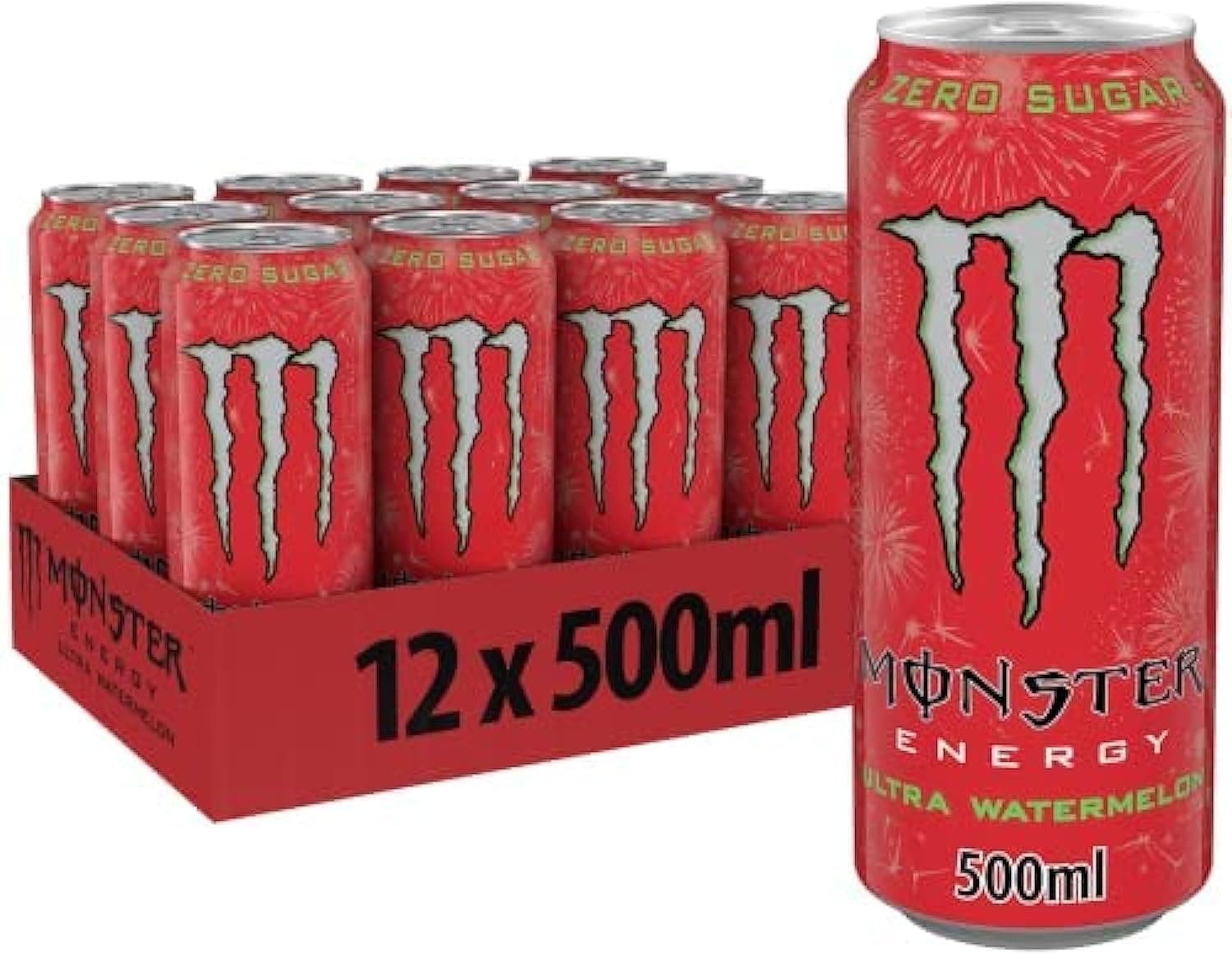 Monster Energy Drinks 500ml Pack of 12 (Ultra Watermelon)