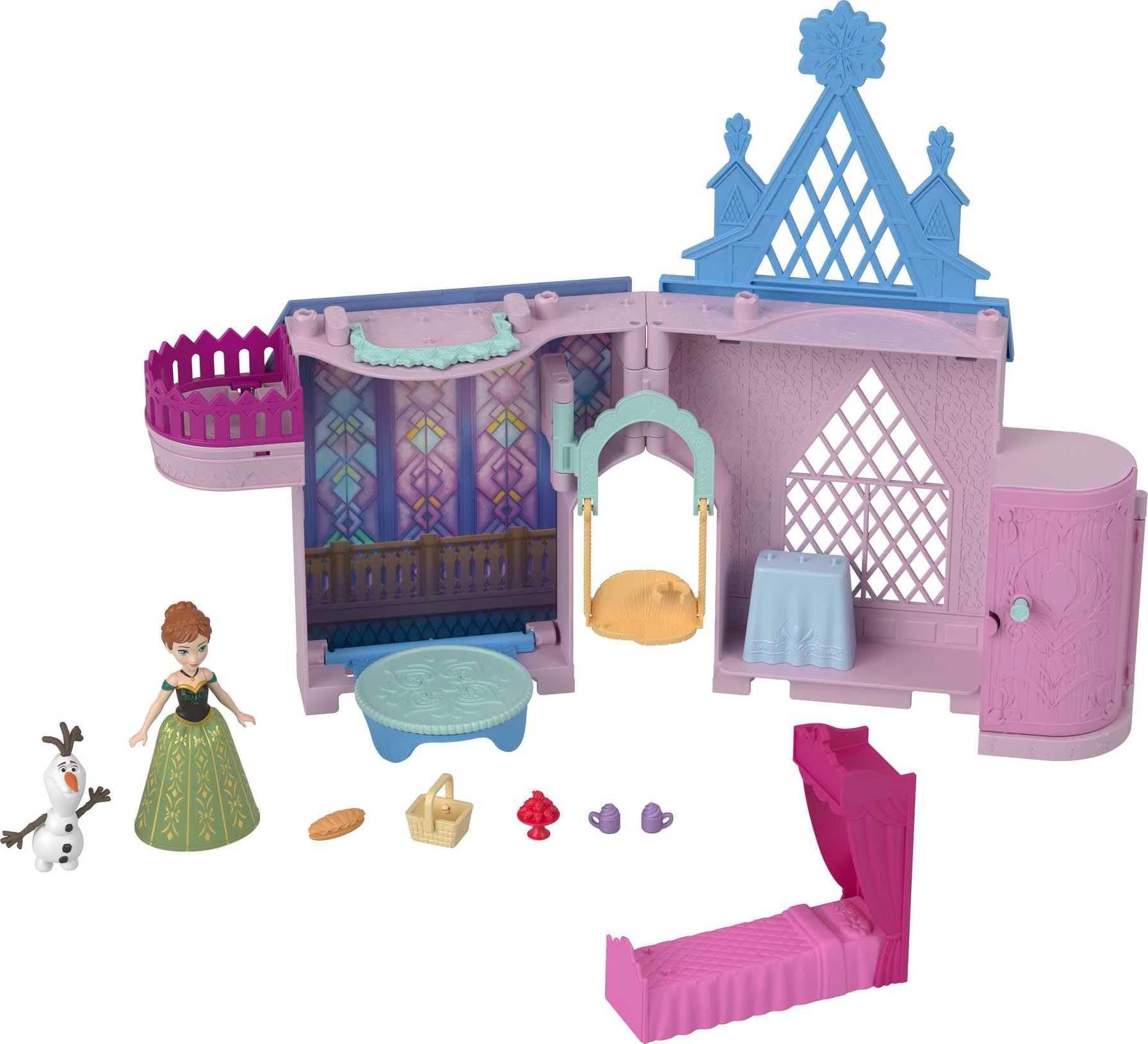 Disney Frozen Storytime Stackers Playset Anna's Castle in Arendelle Doll House with Small Doll, Olaf and 7 Accessories Inspired by Disney Movies Frozen JDP65