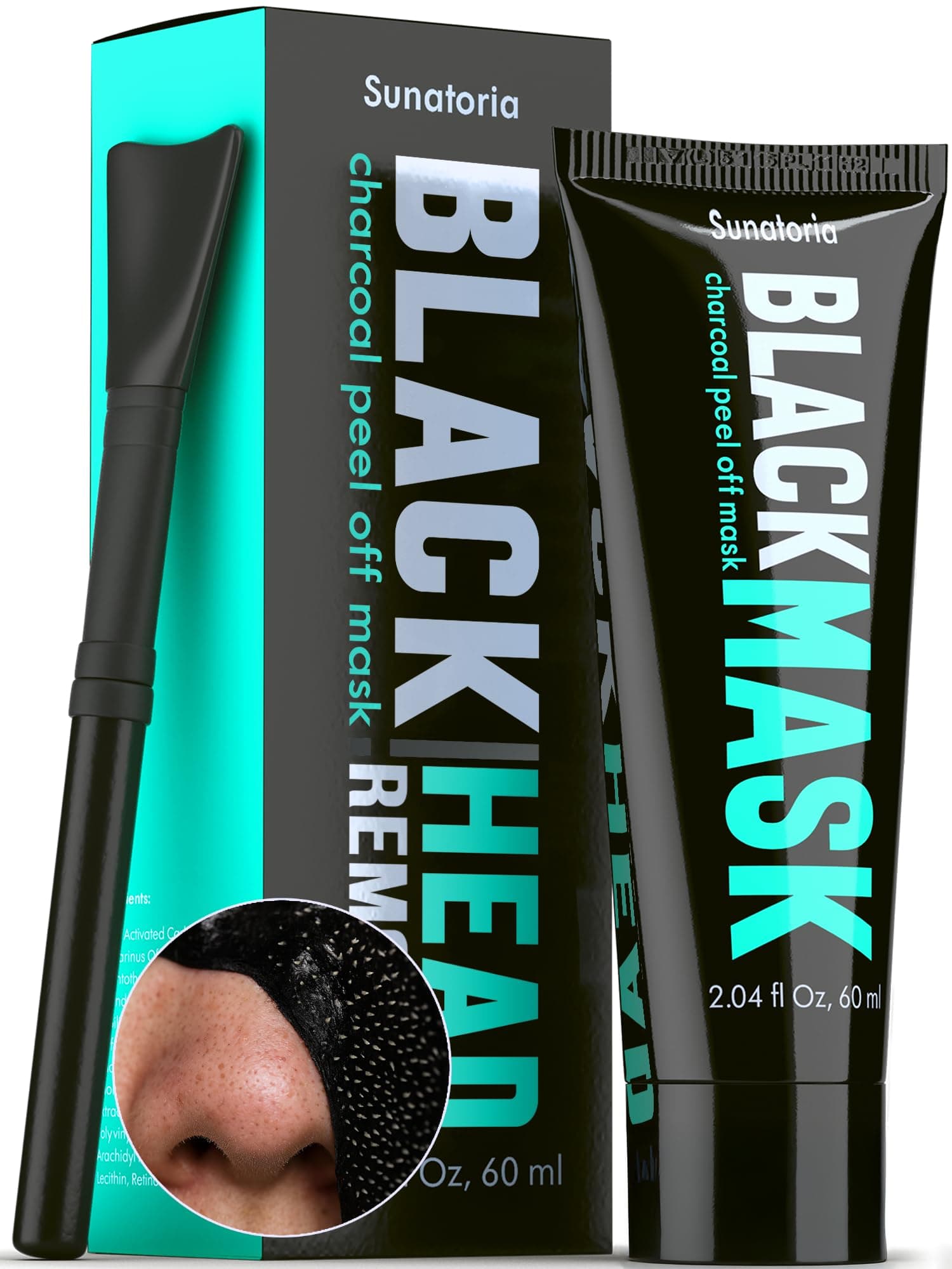 Sunatoria Black Mask by - Improved 2019 Formula - Charcoal Peel-Off Mask - Product of United Kingdom - Blackhead Remover - Facial Cleansing Peel Mask