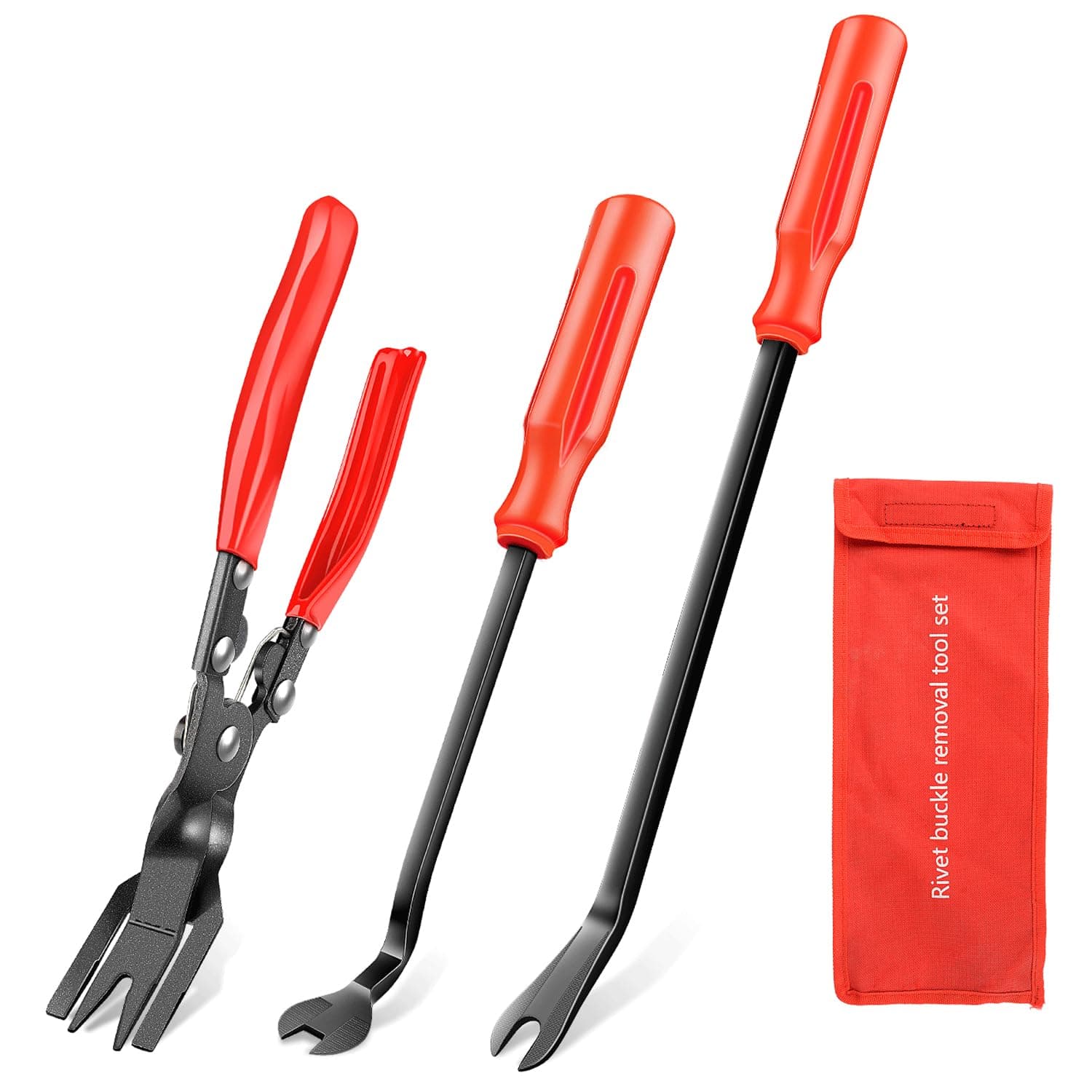 Gooacc Grc-41 3 Pcs Clip Pliers Set & Fastener Remover-Auto Upholstery Combo Repair Kit With Storage Bag For Car Door Panel Dashboard