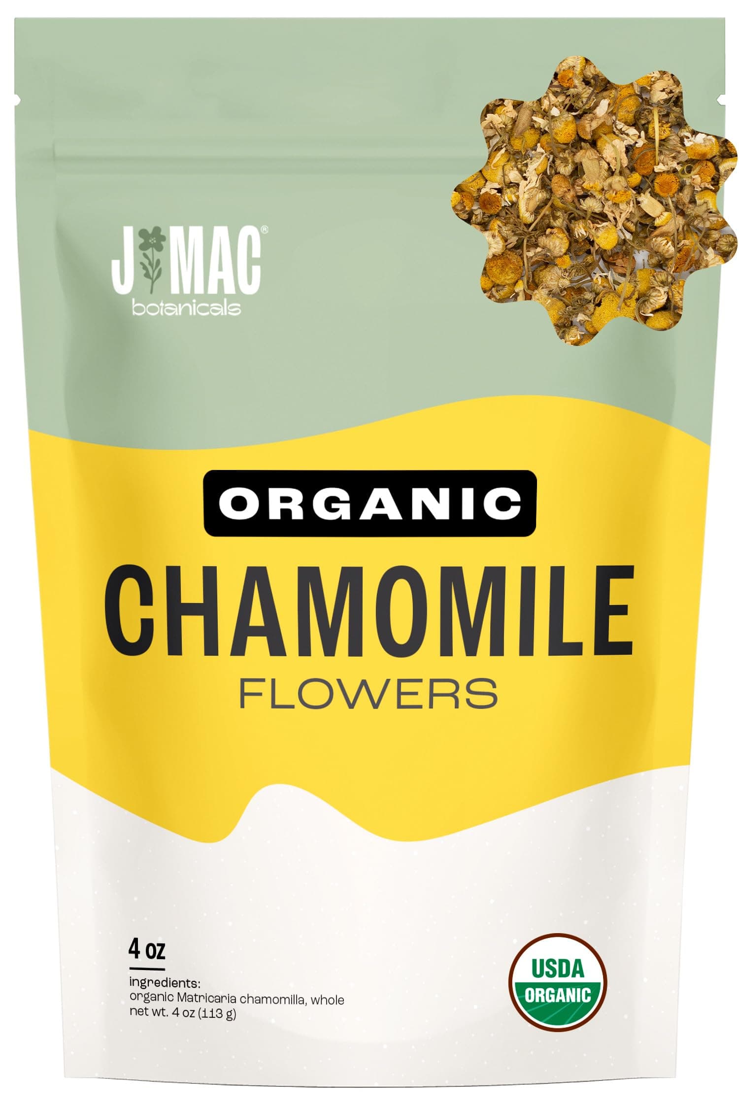 J Mac Botanicals, Organic Chamomile Flowers, Whole Dried Chamomile flower, Loose Leaf tea