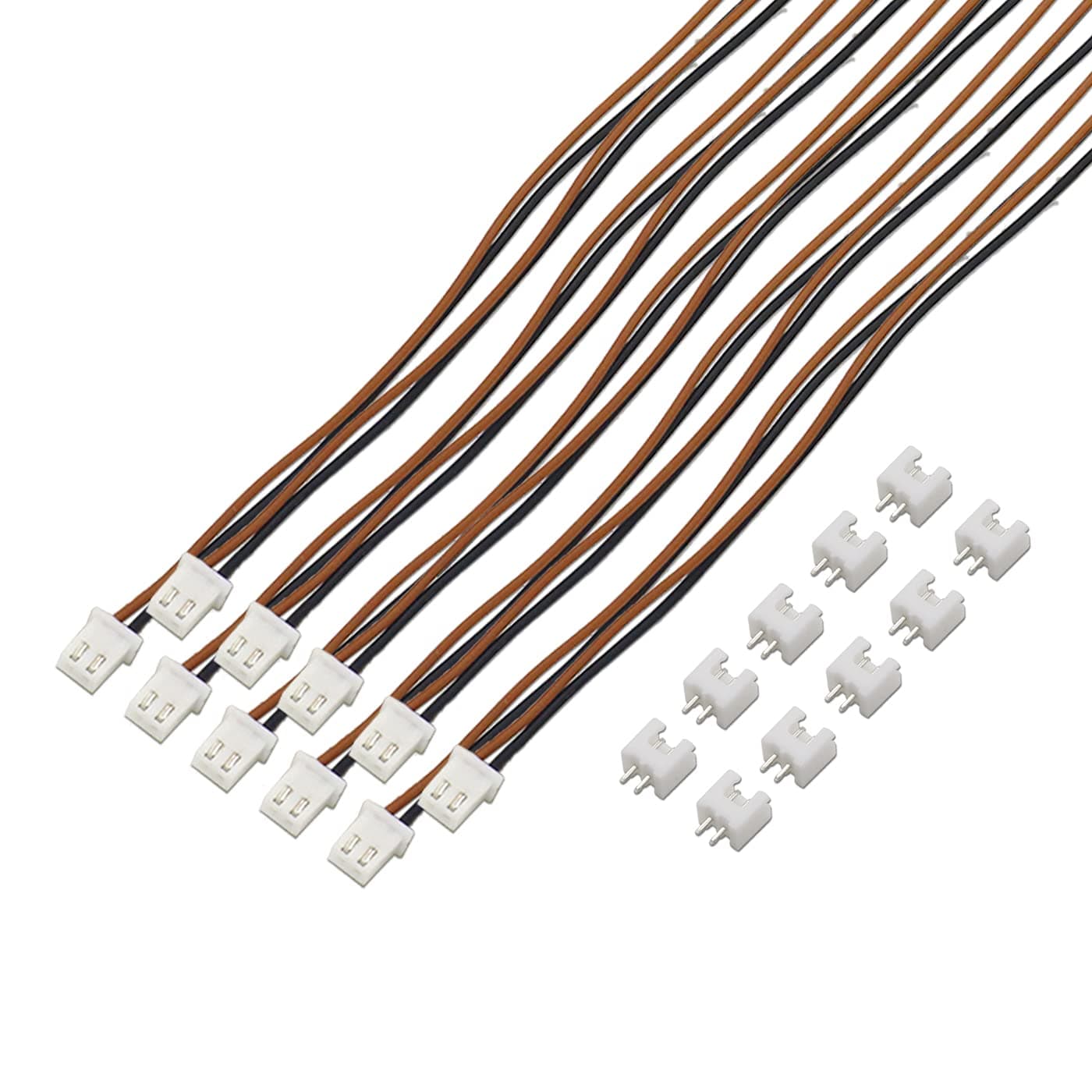 Electronic Spices 2 pin Male and Female 2.5mm Cable Micro Male and Female Connector Plug with Silicone 10 Inch Wire - PACK OF 20