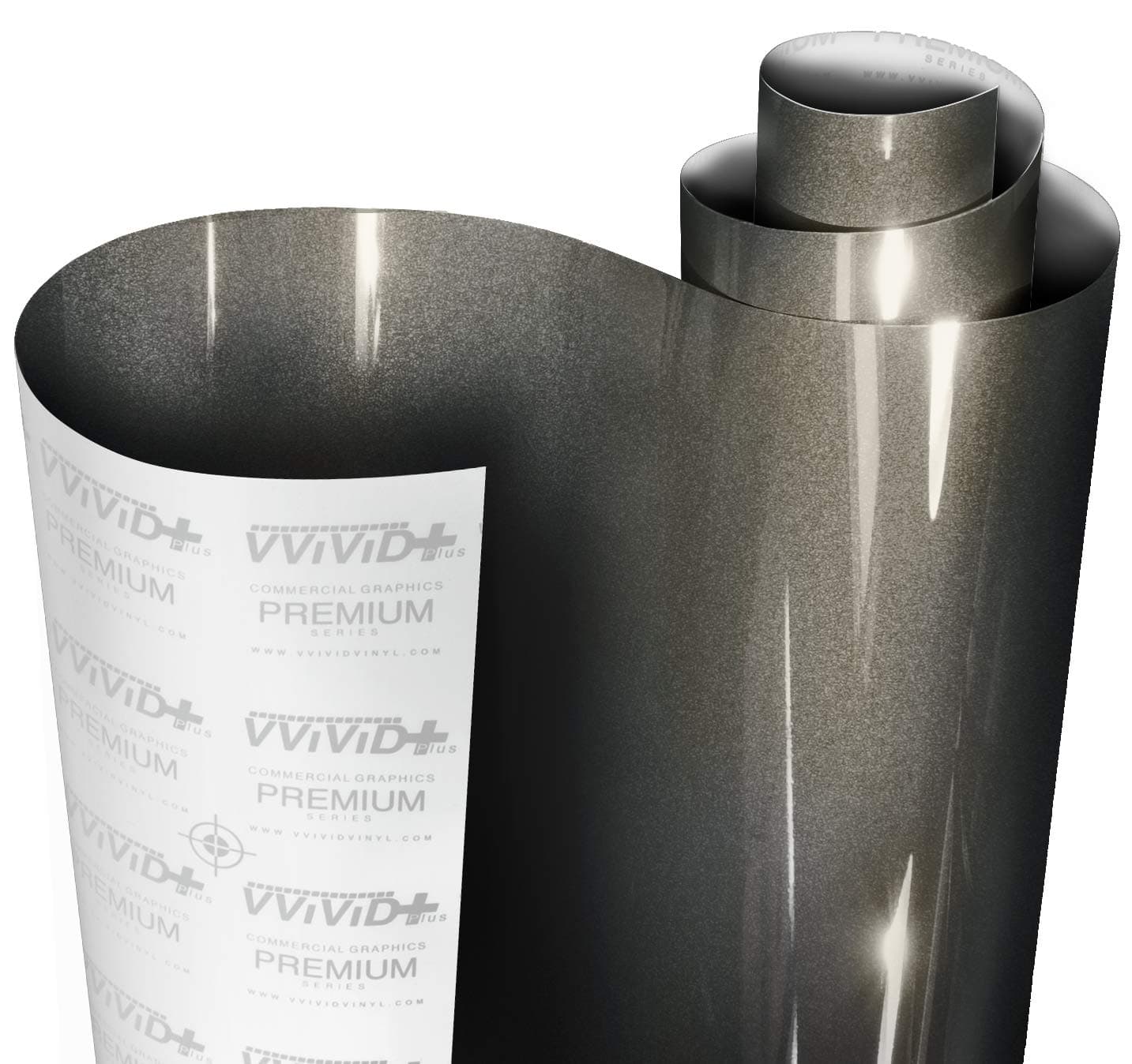 VViViD+ Ultra Gloss Candy Charcoal Grey Vinyl Car Wrap Premium Paint Replacement Film Roll with Nano Air Release Technology, Stretchable Protective Cap Liner, Self Adhesive (100ft x 5ft)