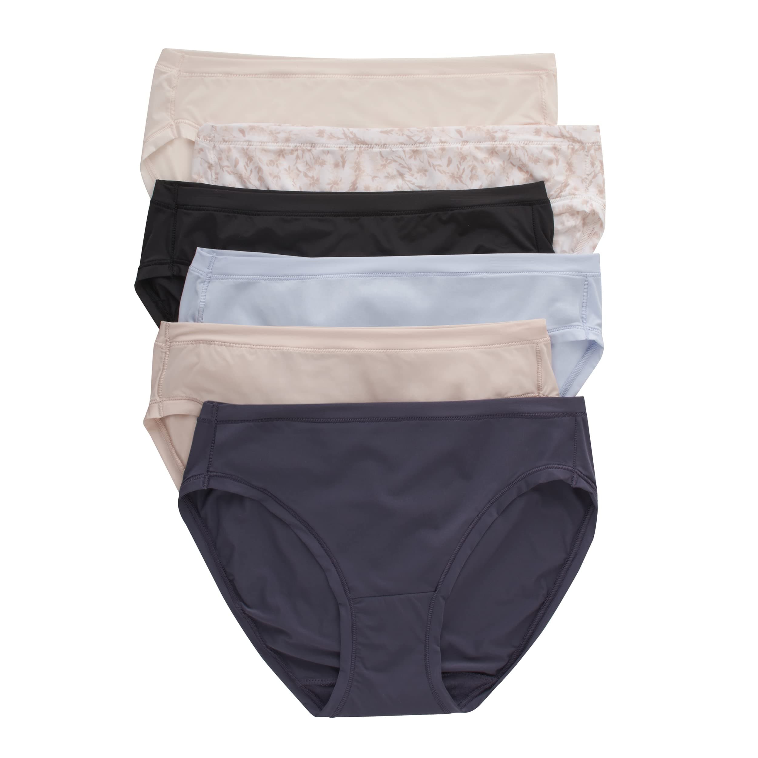 Hanes Women's Comfort Flex Fit Microfiber Low Rise Brief Underwear, 6-Pack