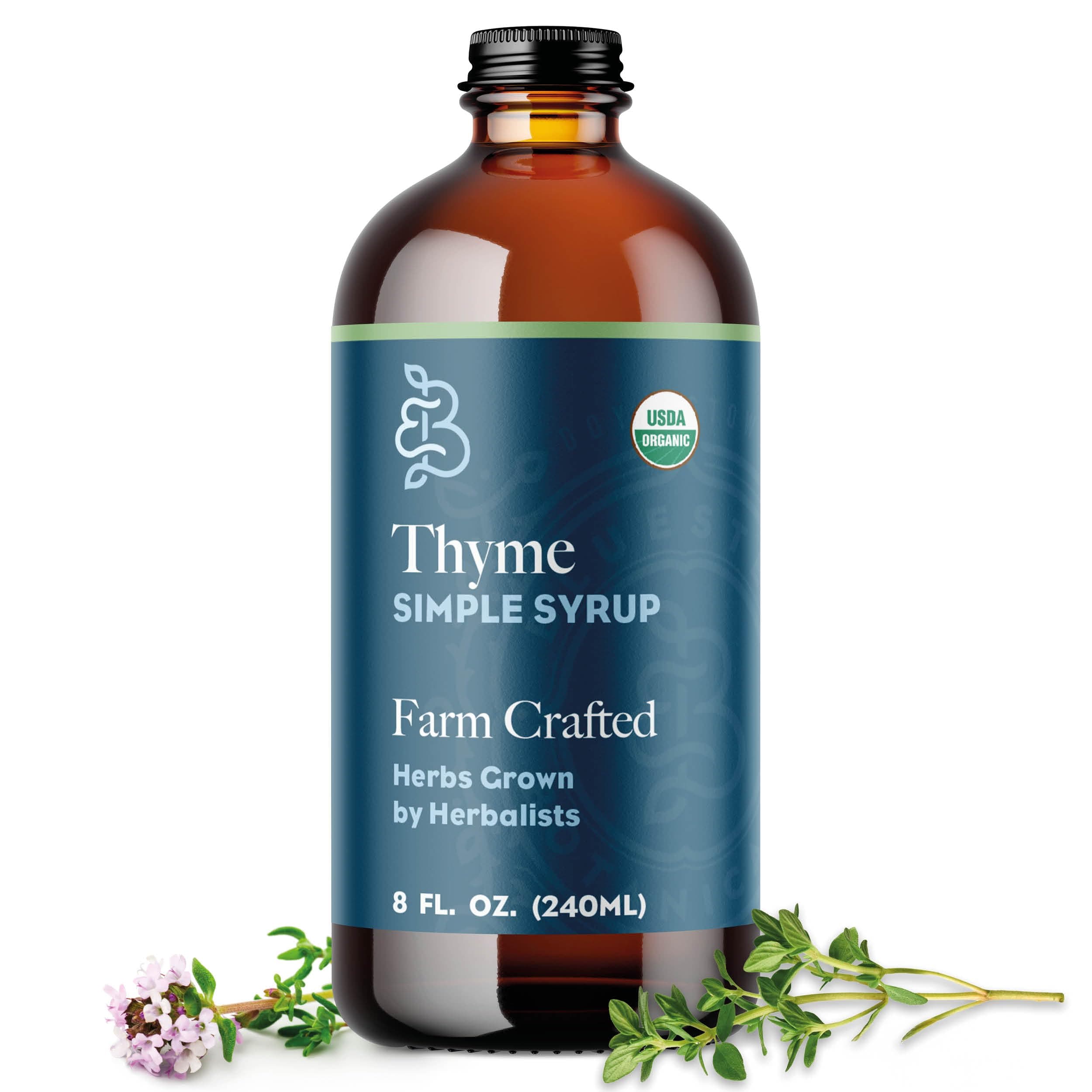 Organic Thyme Simple Syrup, 8 oz, Cocktail and Mocktail Mixer for Drinks, Non-Alcoholic