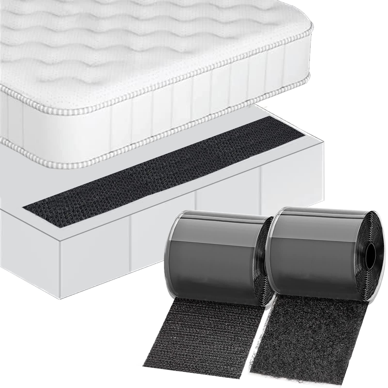 TEUVO 6" Wide Couch Cushion Non Slip Pads to Keep Cushions in Place, 9.84Ft Long Hook and Loop Tape with Adhesive for Smooth Surfaces, Cushion Grip for Sofa Mattress Curtain Rug