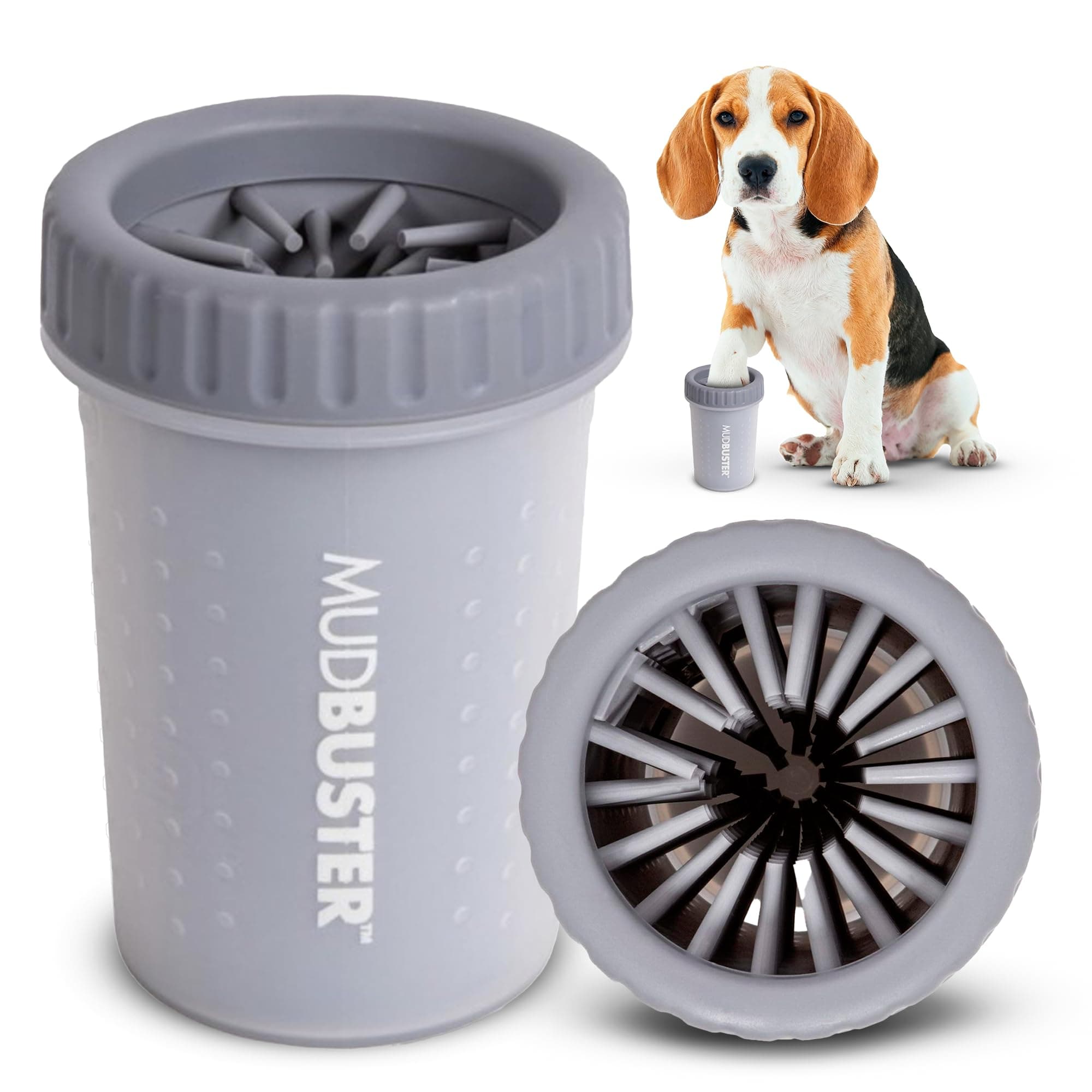 MudBuster Portable Dog Paw Washer/Paw Cleaner, Medium, Light Gray