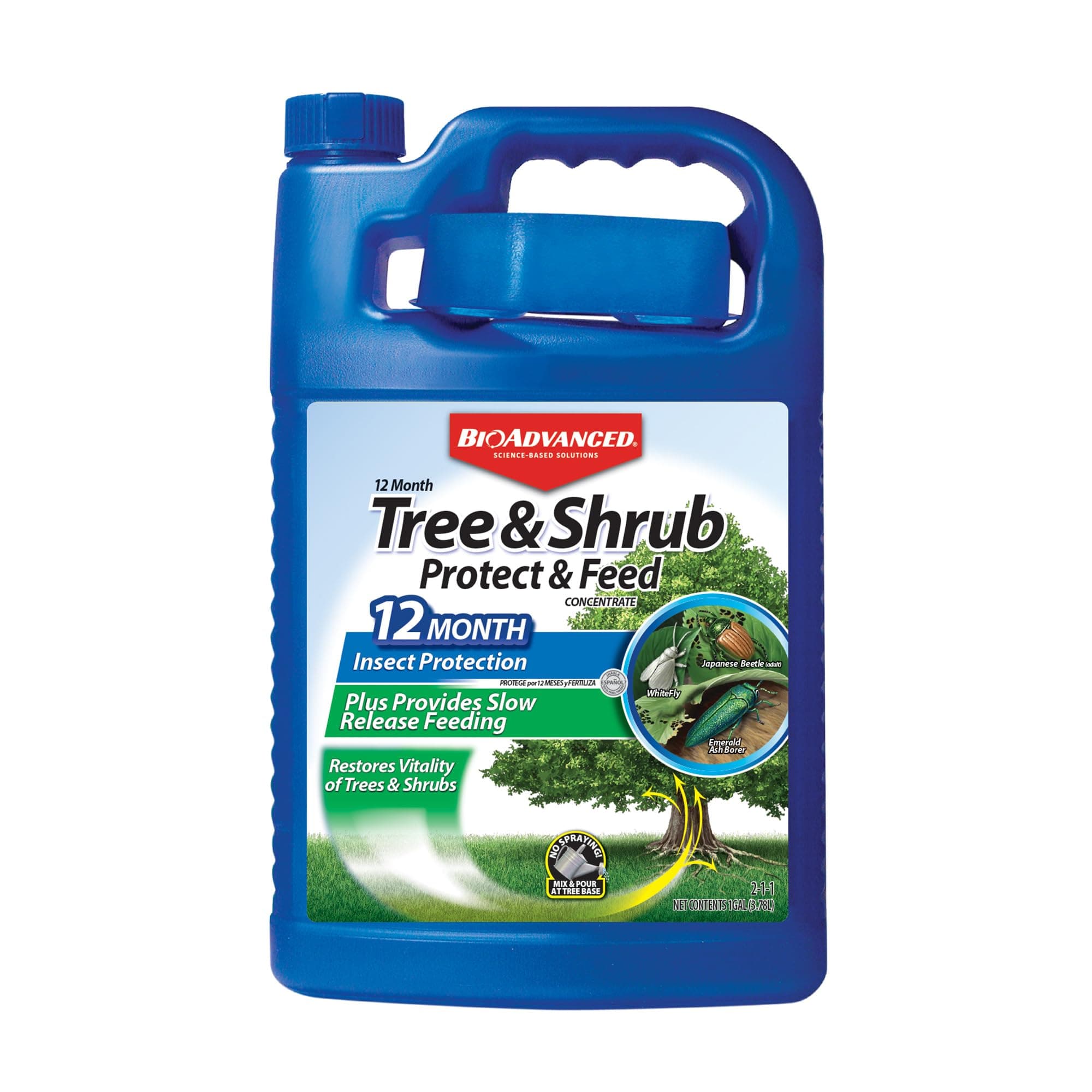 12 Month Tree and Shrub Protect and Feed, Concentrate, 1 Gal, Insect Killer and Fertilizer & Plant Food