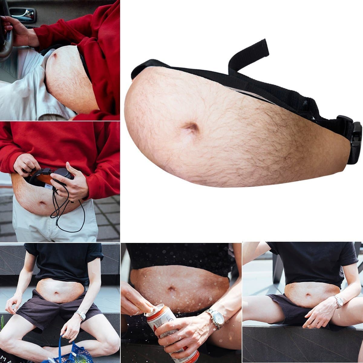 Dad Bag Unisex Fanny Fake Belly Pack with Zipper Adjustable Belt Waist