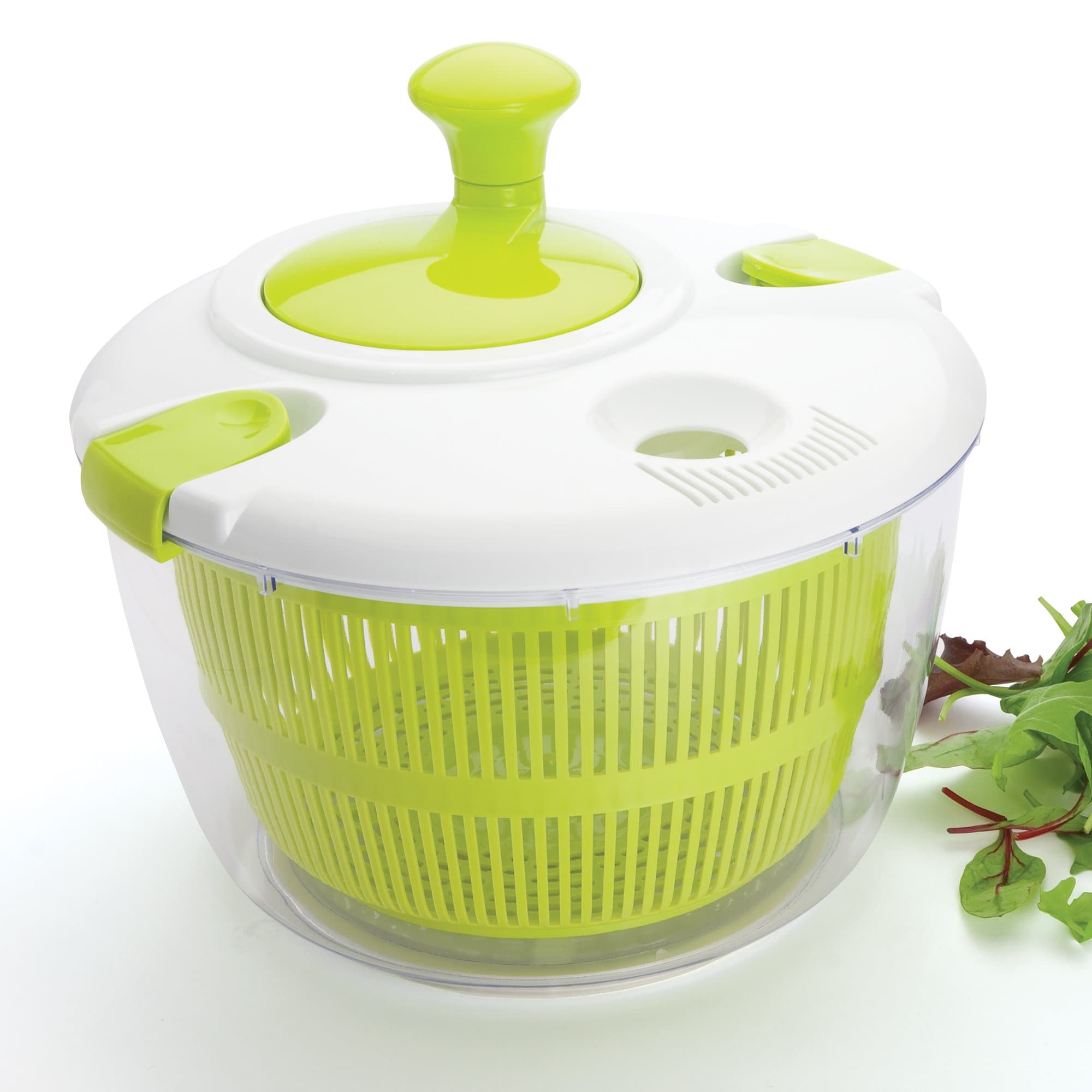Taylors Eye WitnessLarge Salad Spinner - Clear Serving Bowl, Colander Basket, Smart-Lock Lid, Easy Drain System, Non-Slip Base. Perfect For Families or Commercial Caterers