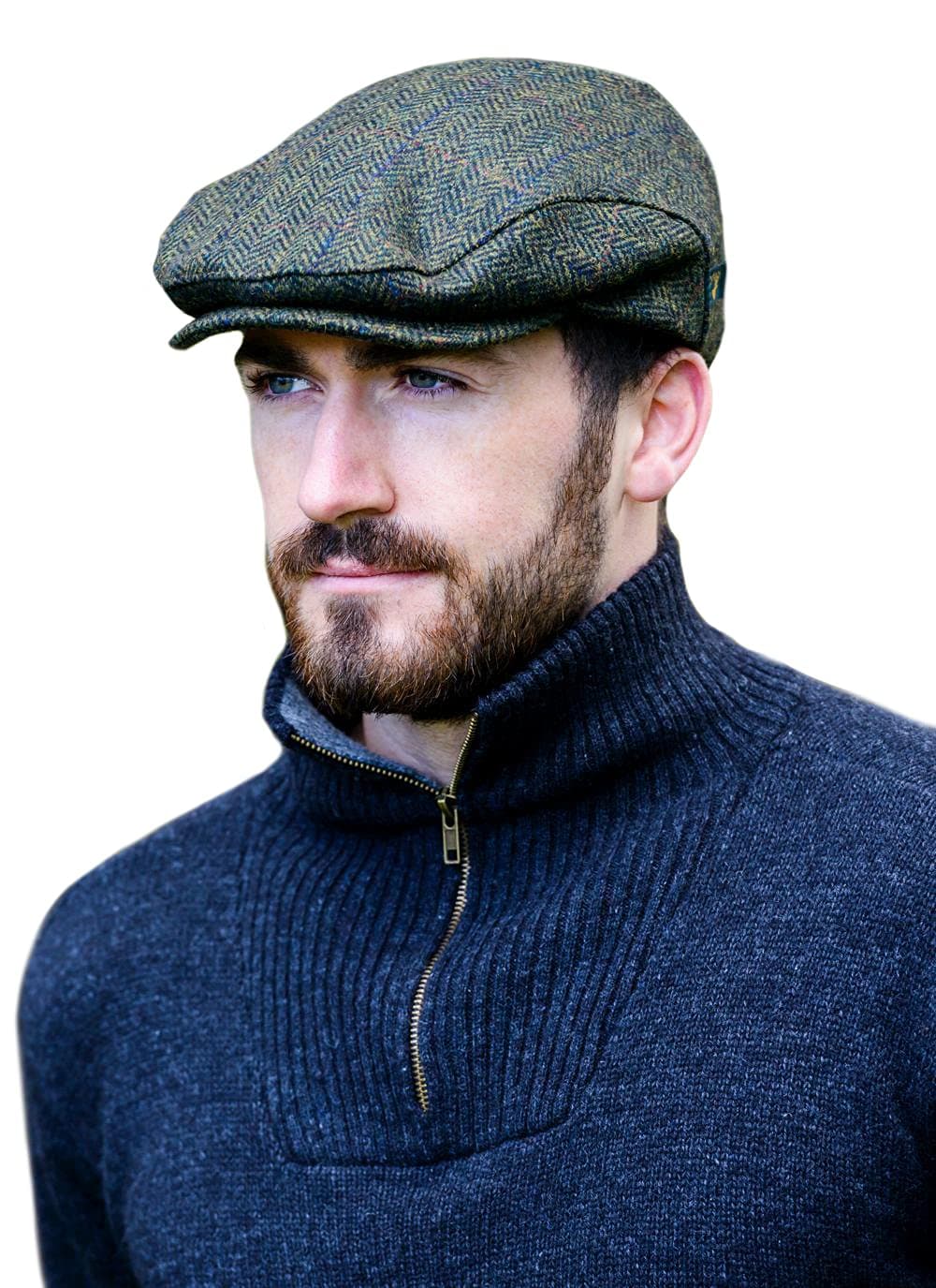 Irish Flat Cap for Men, Made in Ireland, 100% Irish Tweed, Green