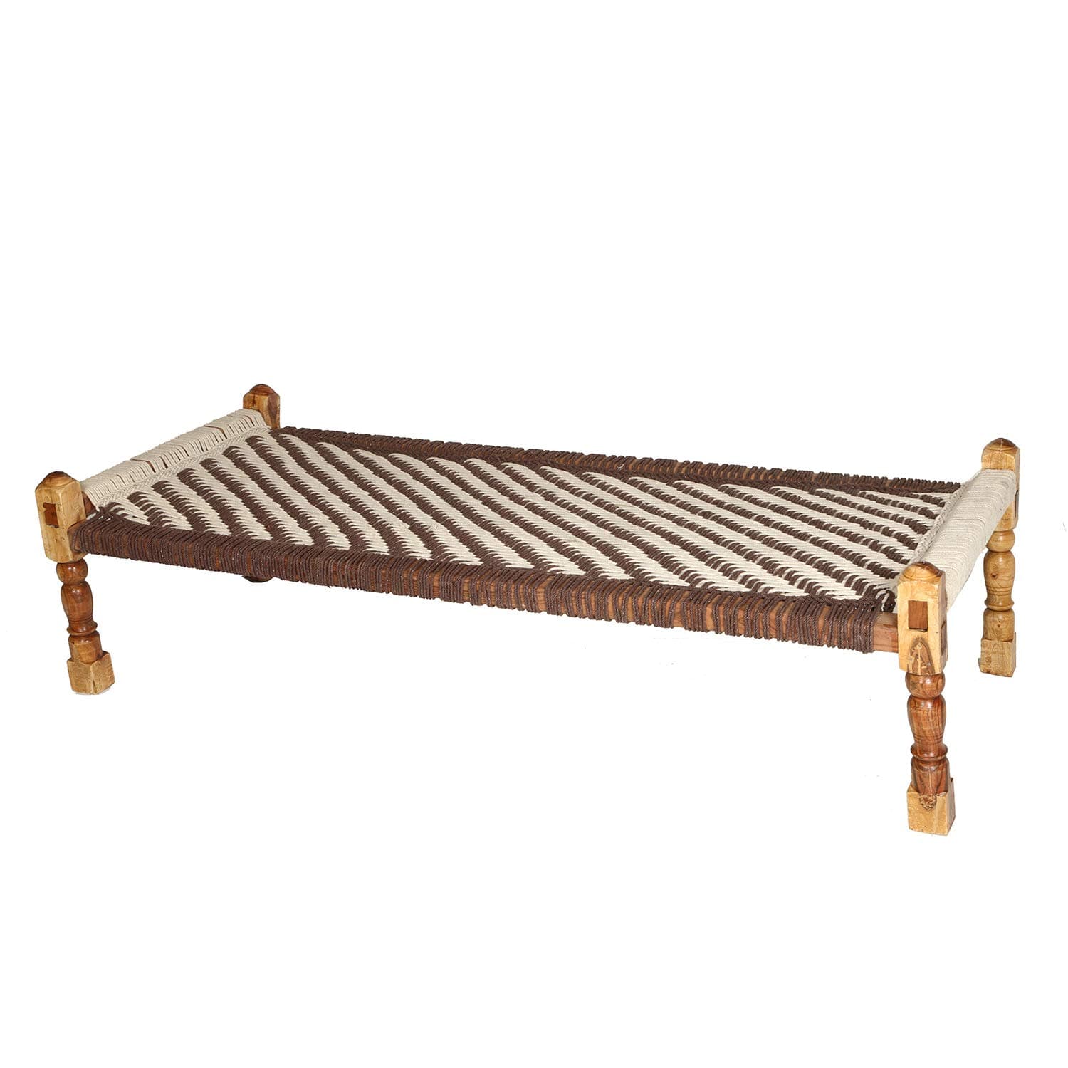 Reme Hand Knitted Wooden Single Size Cot- Charpai