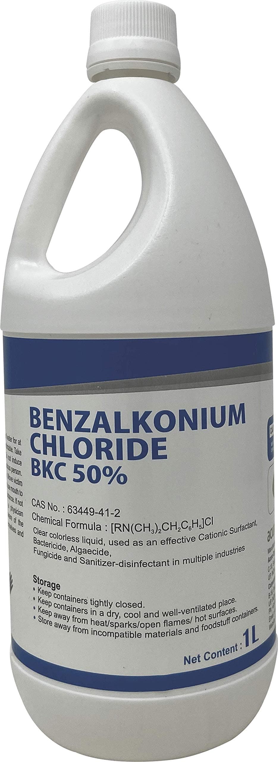 BKC 50%: Benzalkonium Chloride,3rd generation quaternary ammonium compound (QUAT) | Raw material for disinfectants | For industrial use only (1 ltr)