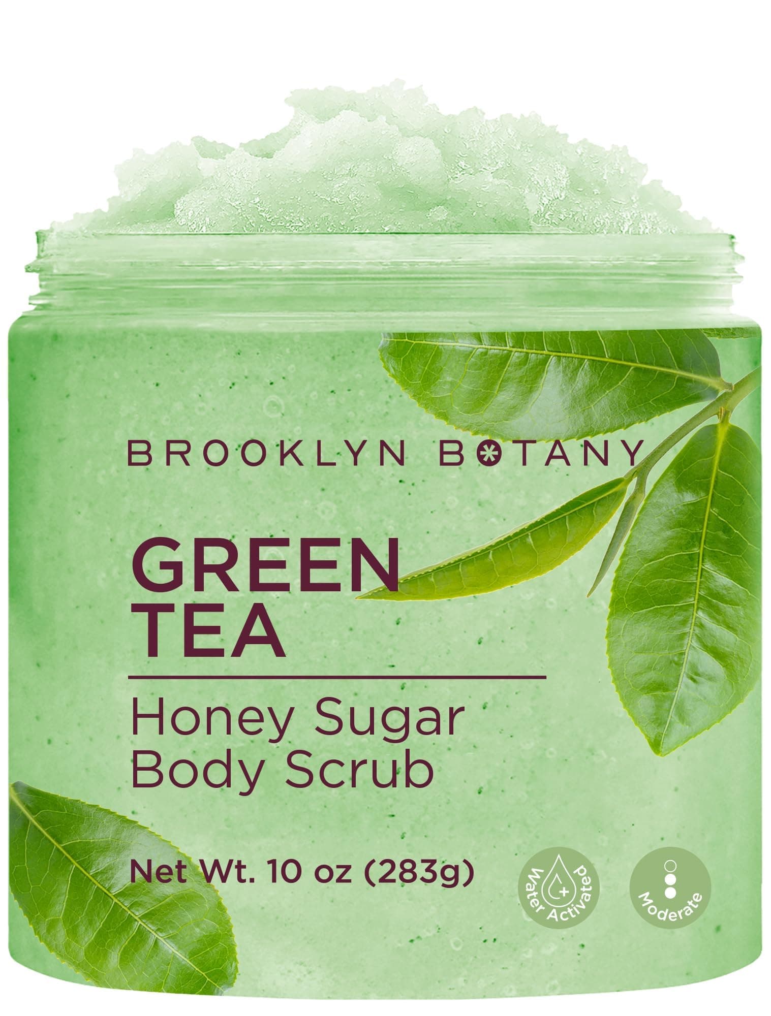 Brooklyn Botany Green Tea Honey Sugar Scrub for Body 10 oz – Deeply Hydrating and Gently Exfoliating Body Scrub for Women and Men – Moisturizing and Nourishing the Skin