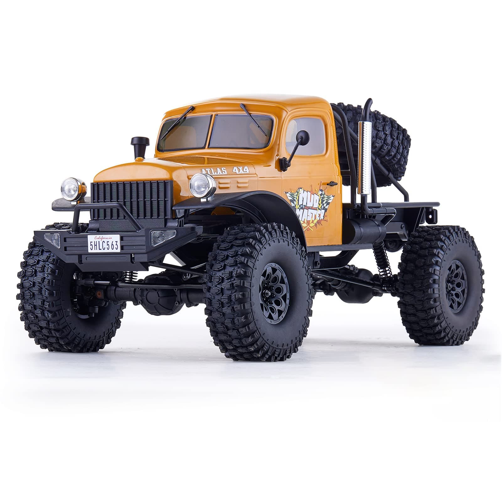 Fms Rochobby 1/10 Atlas 4X4 Ready Set RC Crawler with Light Car Truck with 2.4GHz Radio,Ball Bearing, Metal-Gear Full,4 Link Suspension,Rapid Separation Car Body for Adult Yellow(No Battery)