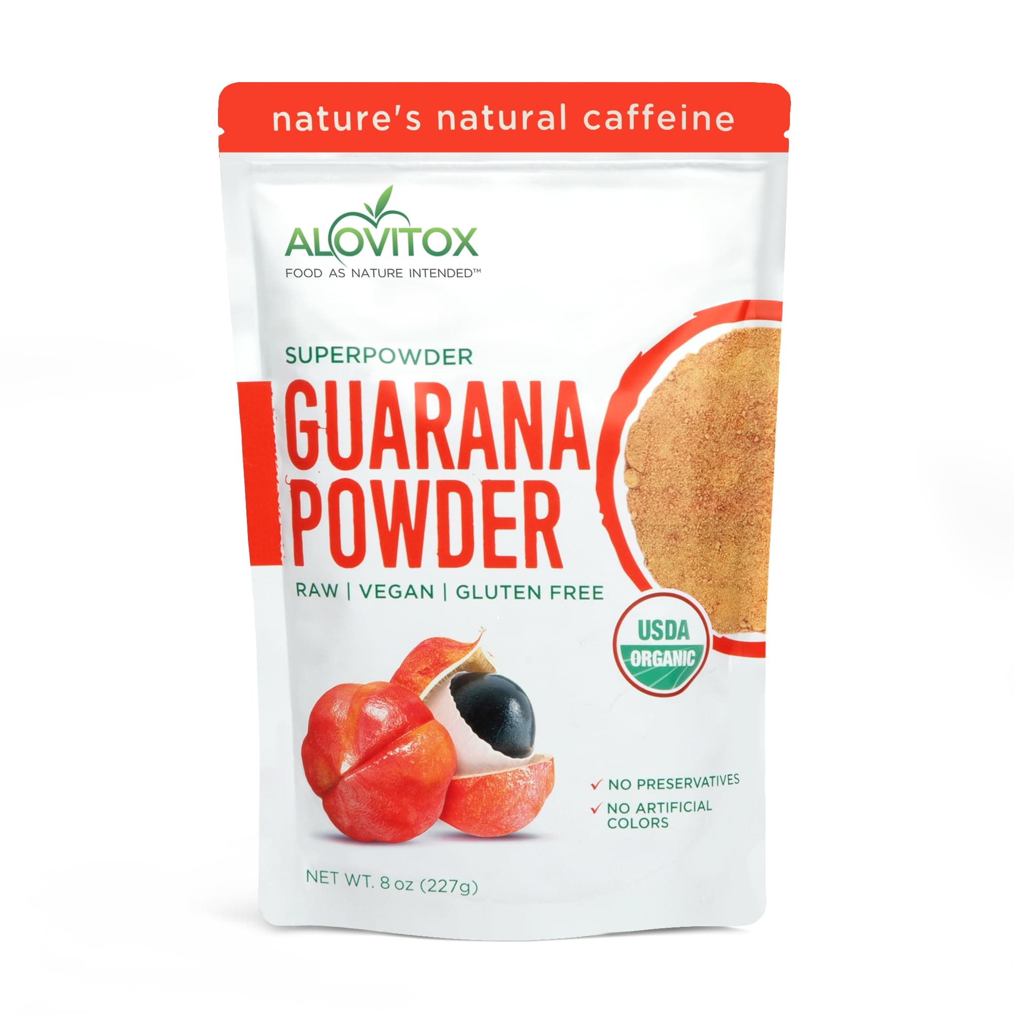 Organic Guarana Seed Powder | Raw Guarana Seed Extract, Vegan, Non-GMO & Gluten-Free (Superfood, 65mg of Natural Caffeine per Serving) 8oz/113 Servings