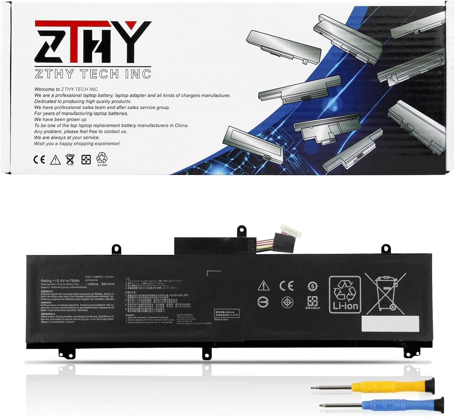 C41N1837 Laptop Battery Replacement for Asus Rog Zephyrus GA502 GU502 GX502 GU532 GX532 GA501I GA502IU GA502GU GA502IV GA532DU GU502DU GU502GU GU502GV GU502LW GU532LV GU532GU GX502GW GX502LXS GX532GV
