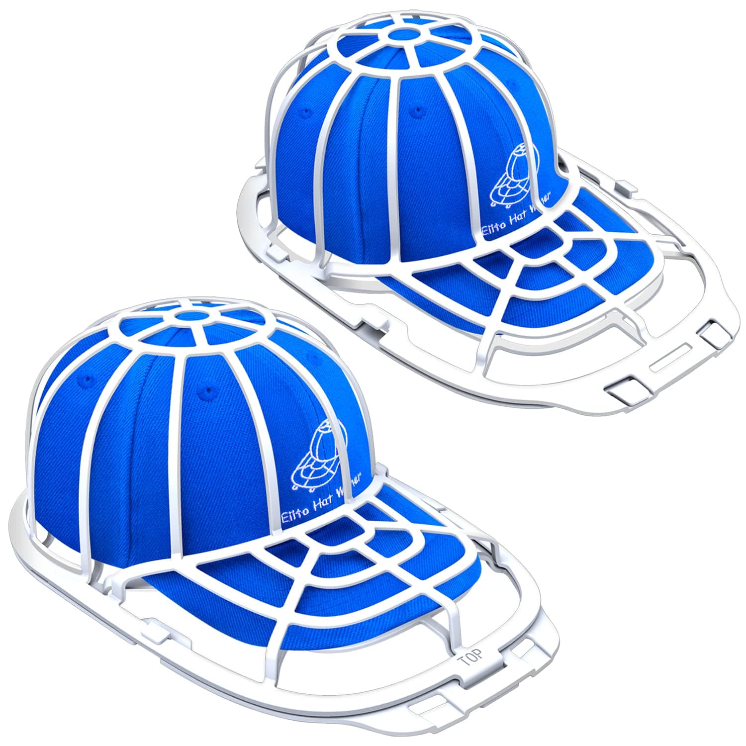 Eiito Hat Washer for Washing Machine, Hat Washer Cage, Hats Cleaner for Baseball Caps 2 Pack 2 Sizes Fit for Adult and Kid's Baseball Caps, White