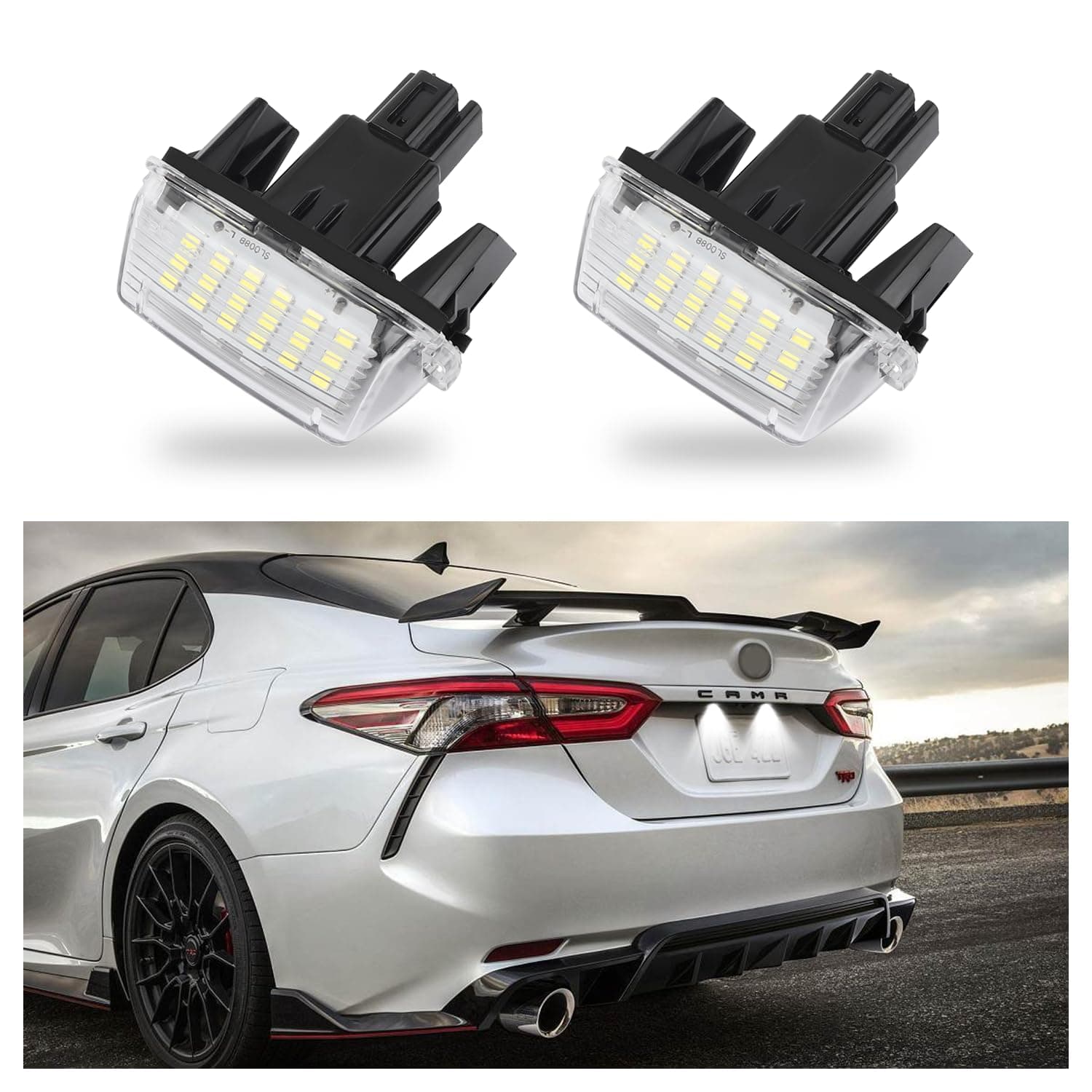 Aokdom2 PCS License Plate Light Assembly Compatible with Toyota Camry,Prius C,Highlander,Car Accessories Exterior Tag Light with 18 Super Bright White LED for Car Decorations & Lighting